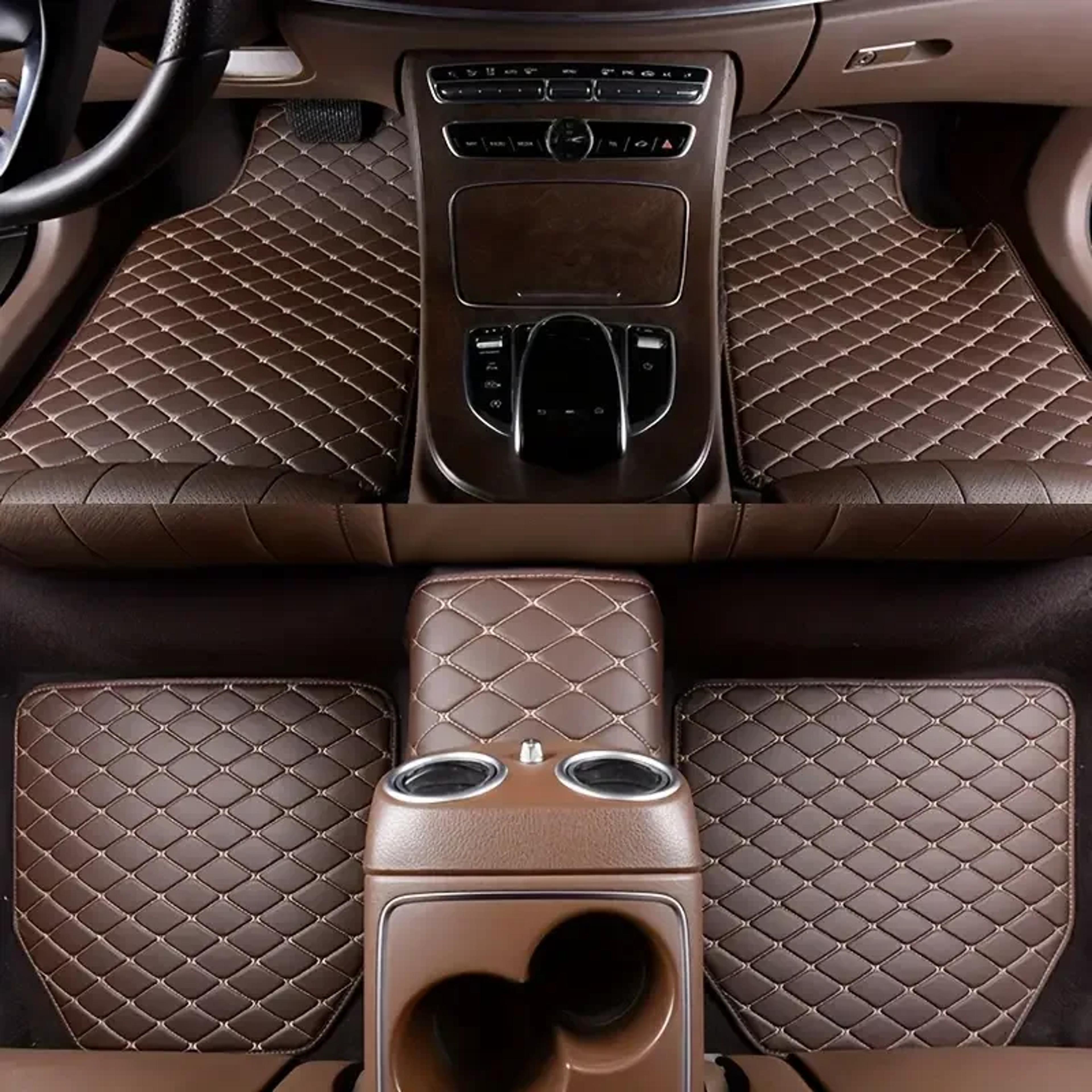 pu leather car floor mats waterproof universal car floor mat set for cars suvs and trucks