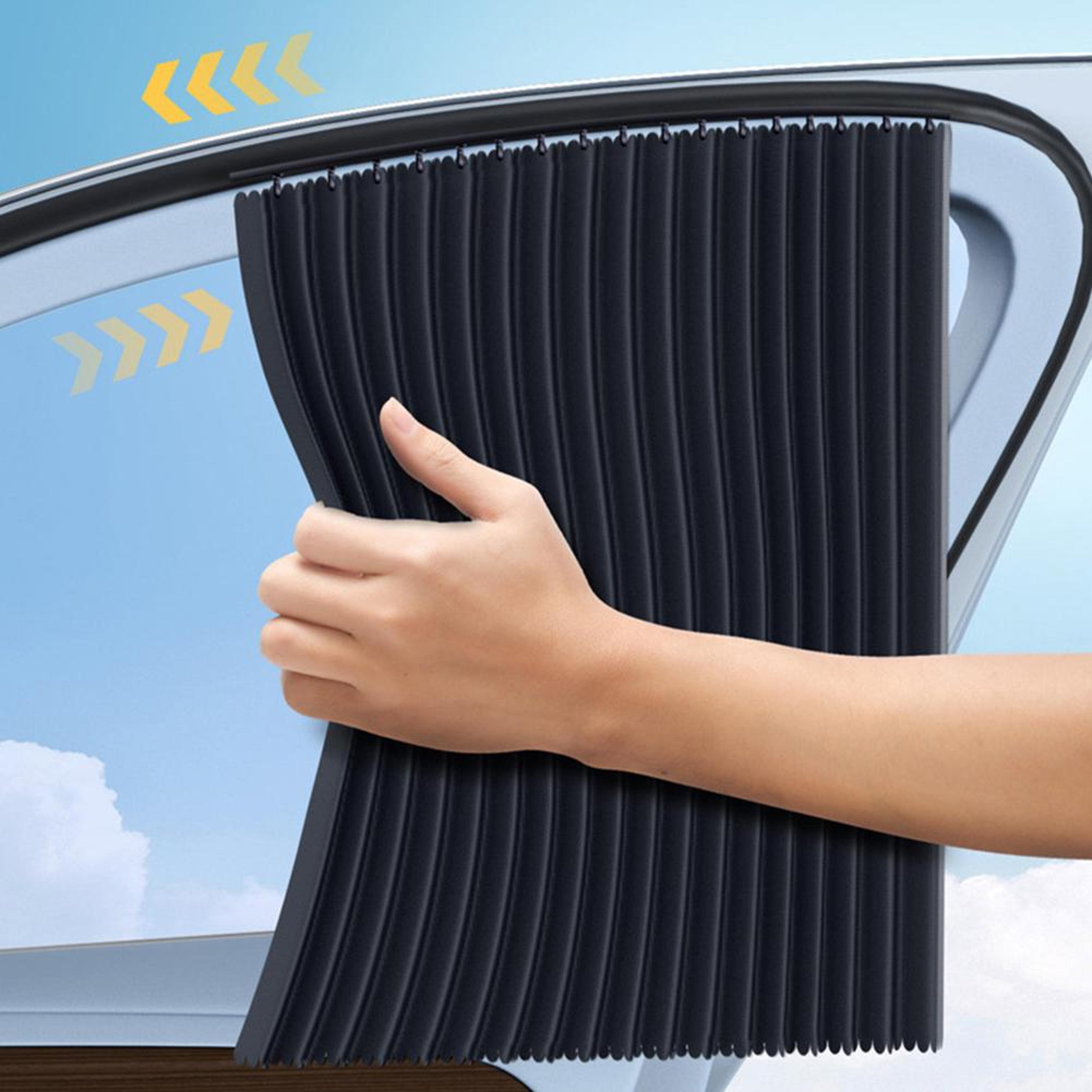 automatic telescopic car side window sun shade uv heat shield curtain