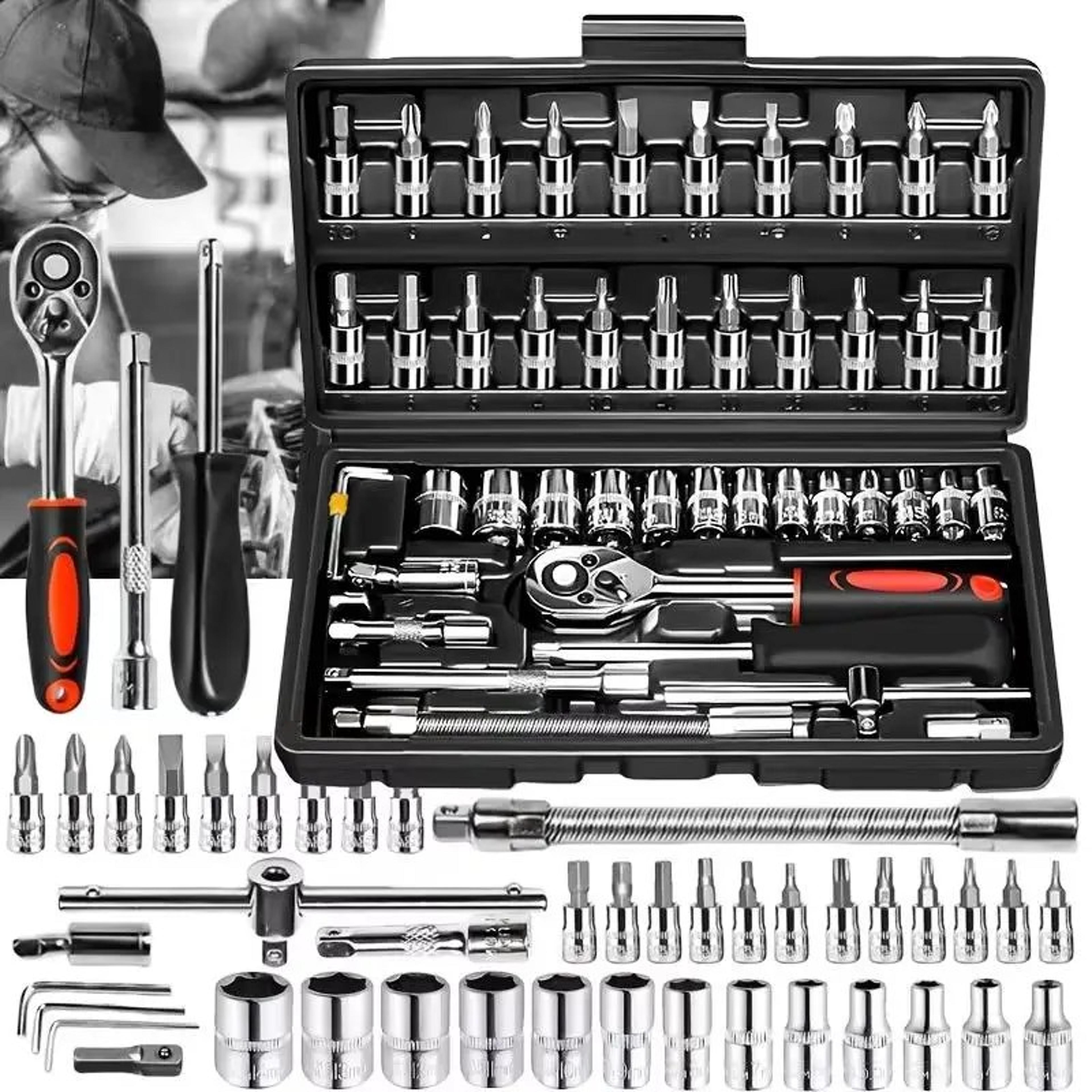 socket wrench set ratchet tool kit with metric sockets and extension bar