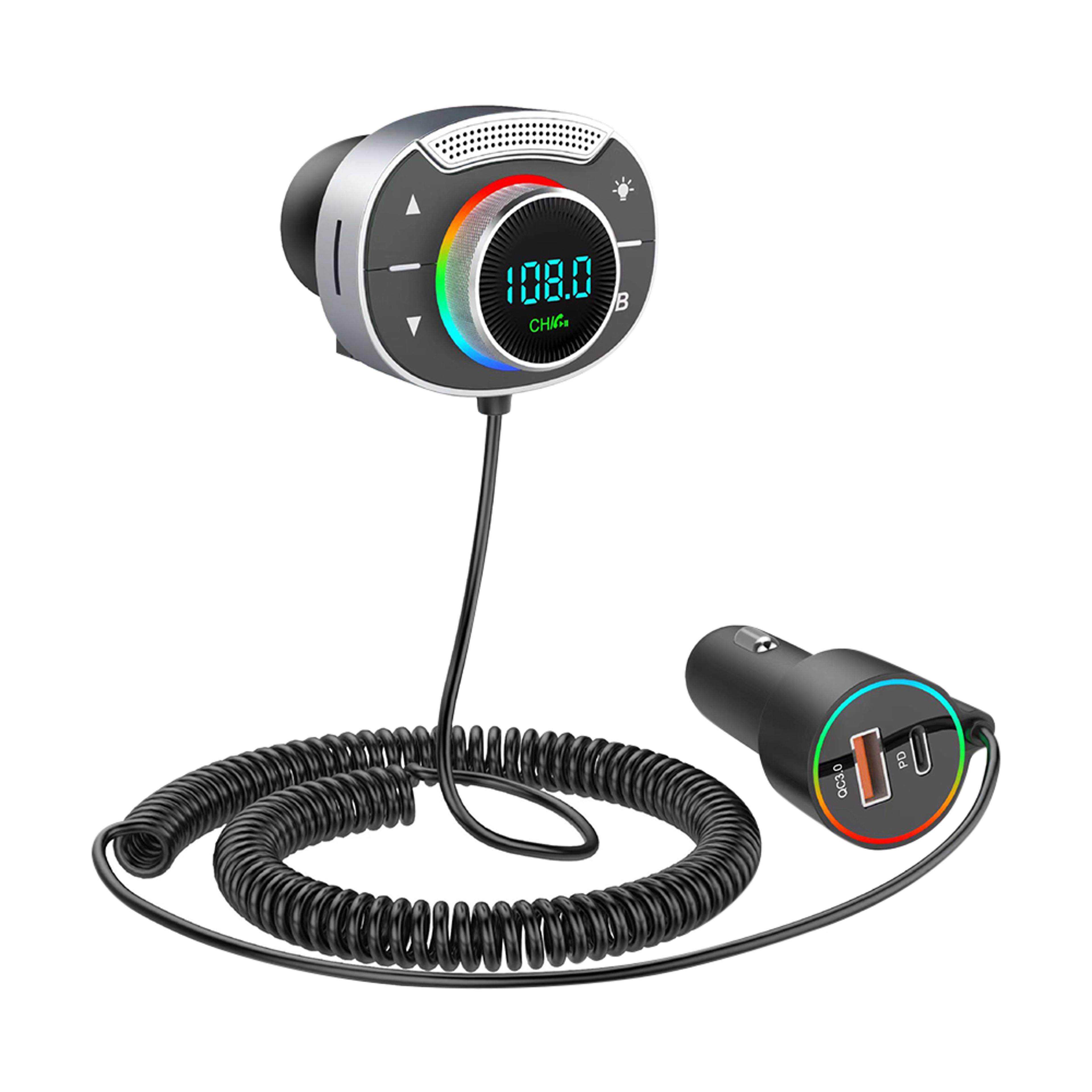 bluetooth fm transmitter with fast car charger handsfree audio adapter