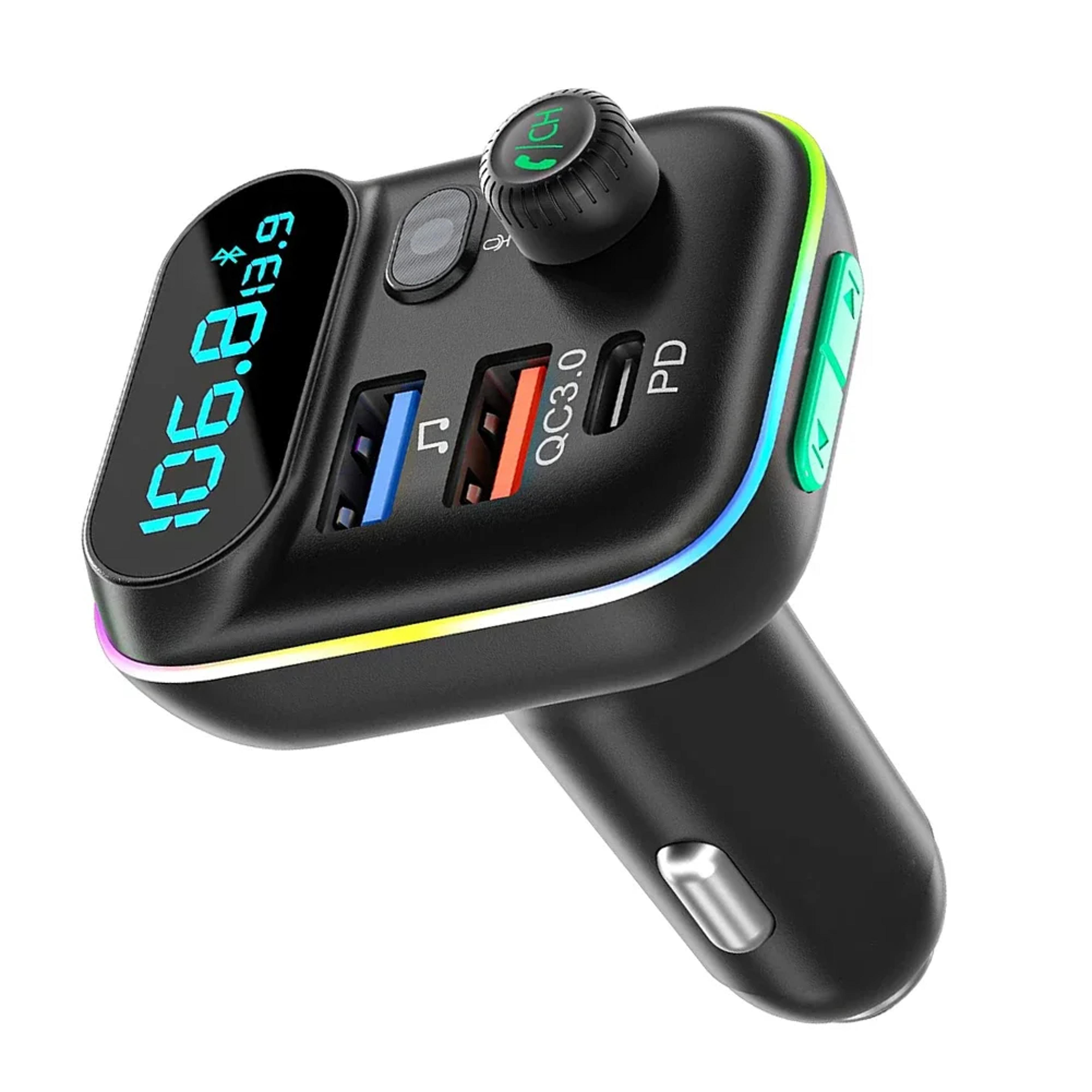 bluetooth fm transmitter car charger adapter with usb c pd fast charging & hands free calling