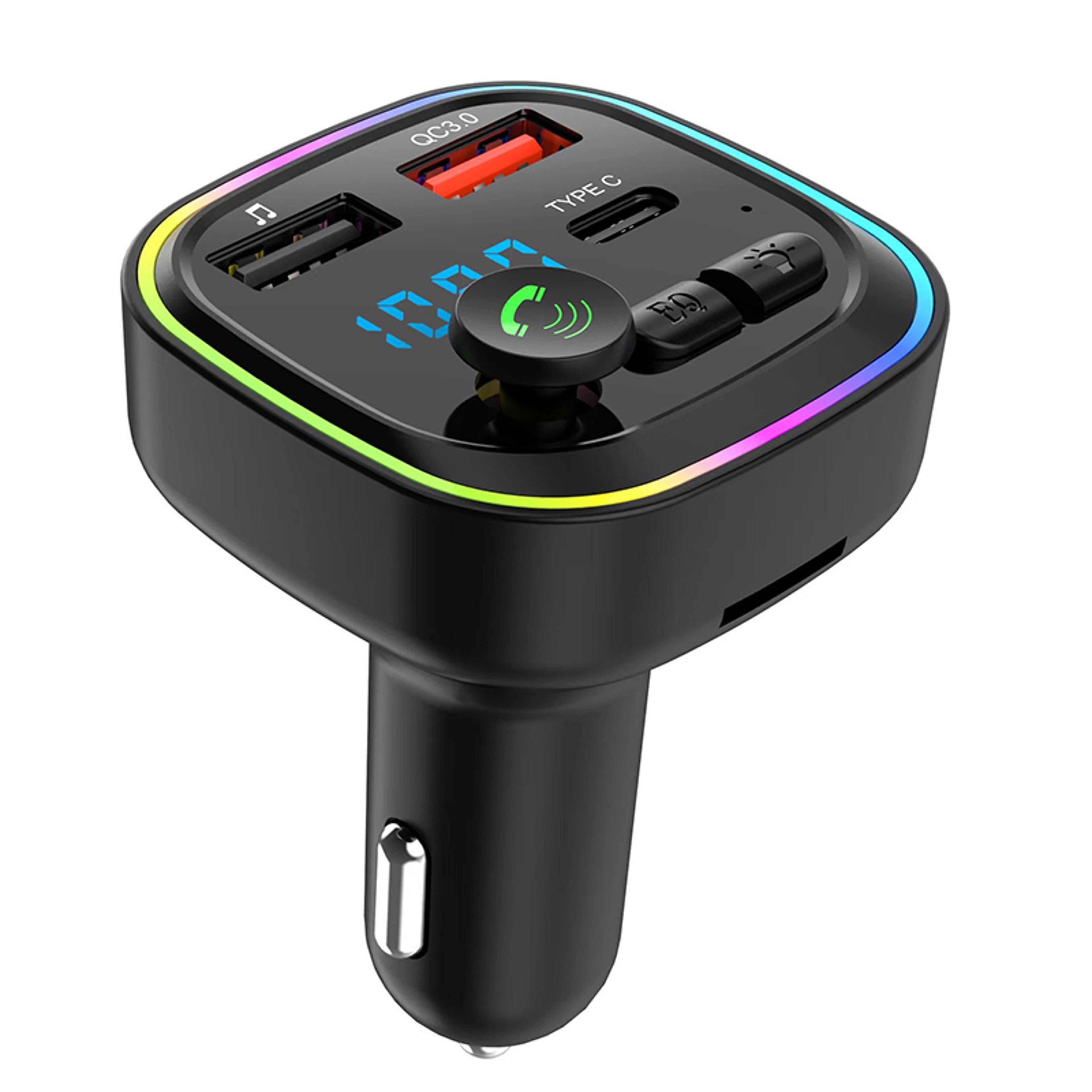 bluetooth fm transmitter car bluetooth adapter with fast charger dual usb & type c hands free car kit