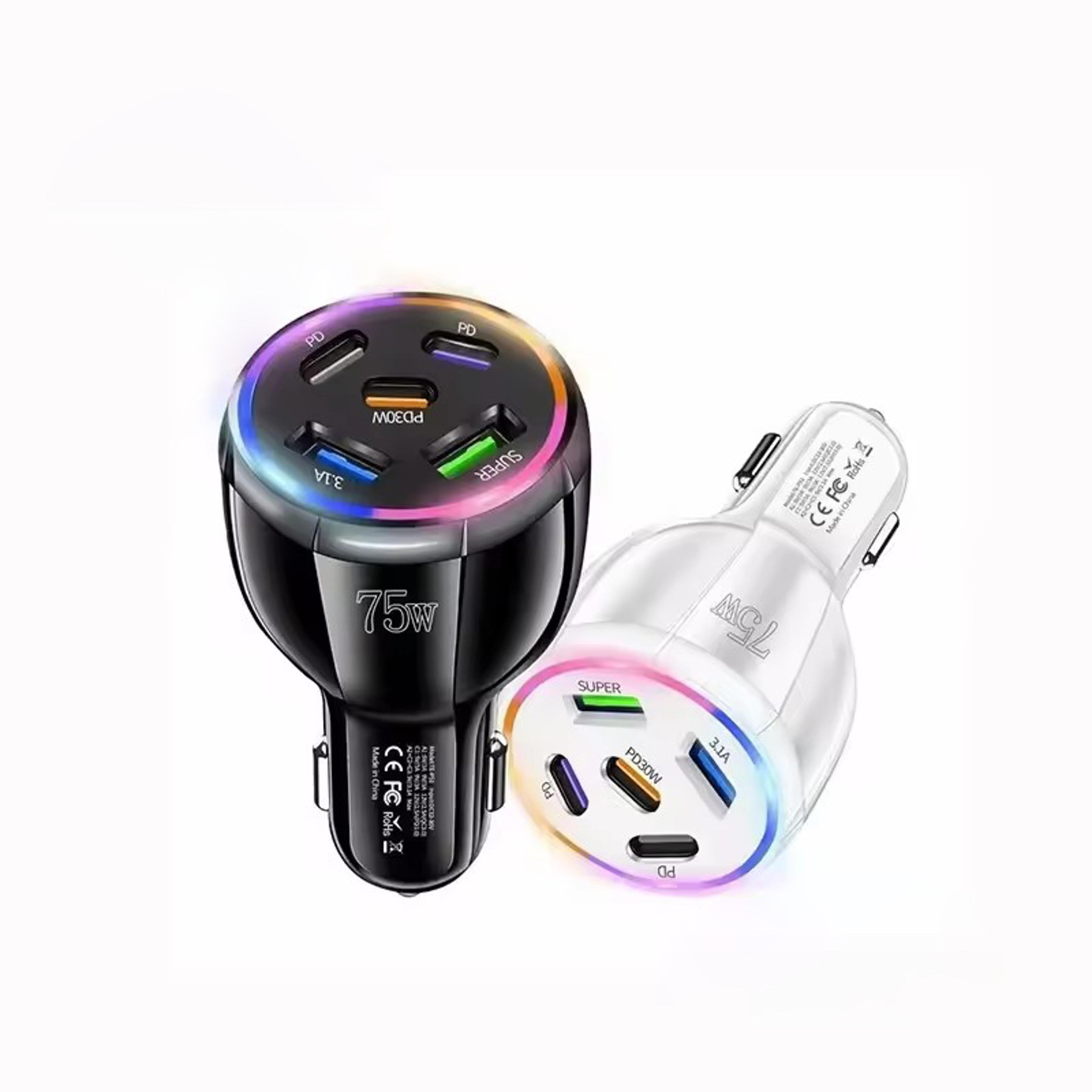 fast car charger with usb c car charger and rgb light
