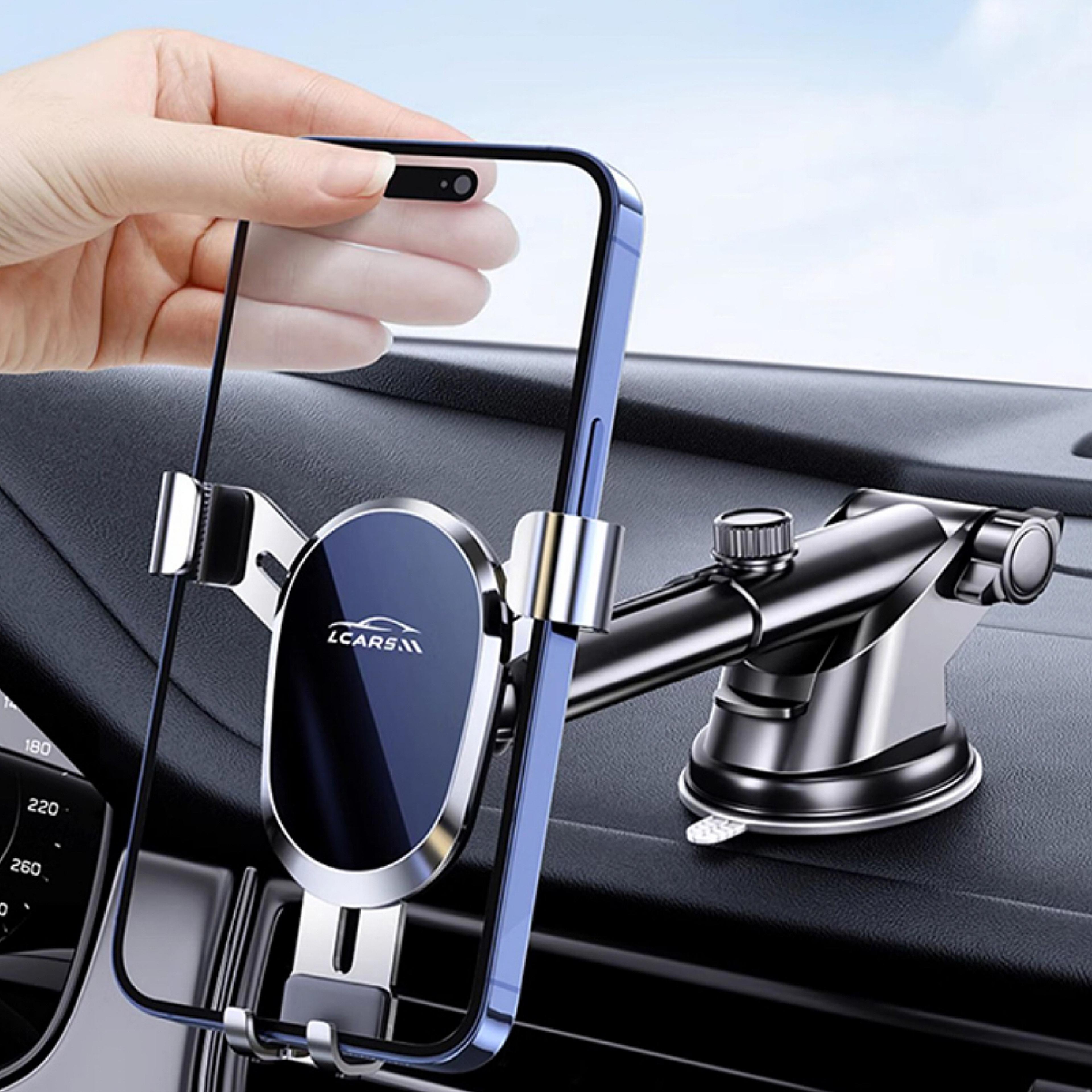 car phone holder with suction cup gravity clamp dashboard & windshield phone mount for gps navigation