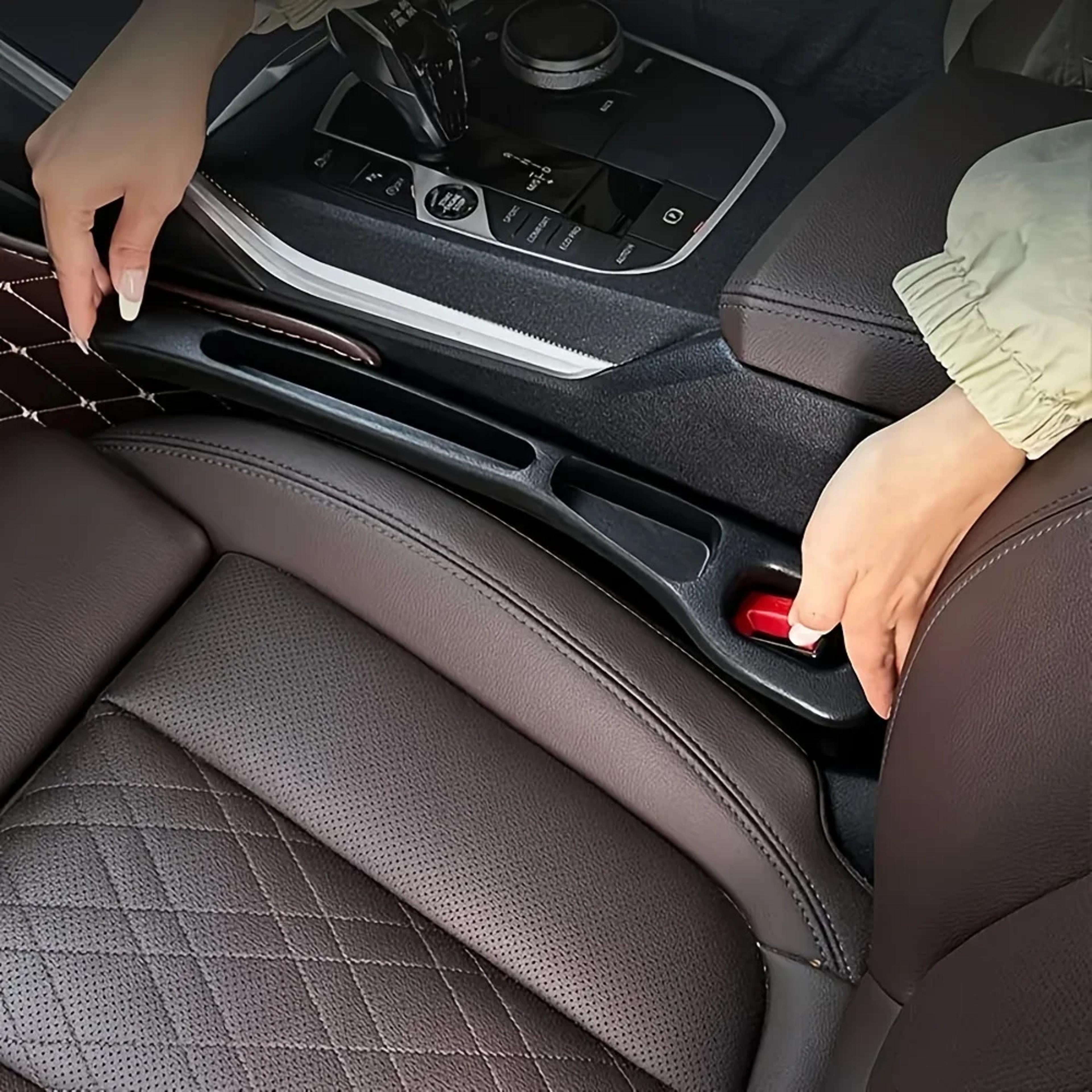 car seat gap filler organizer with dual storage grooves waterproof pu car interior accessory
