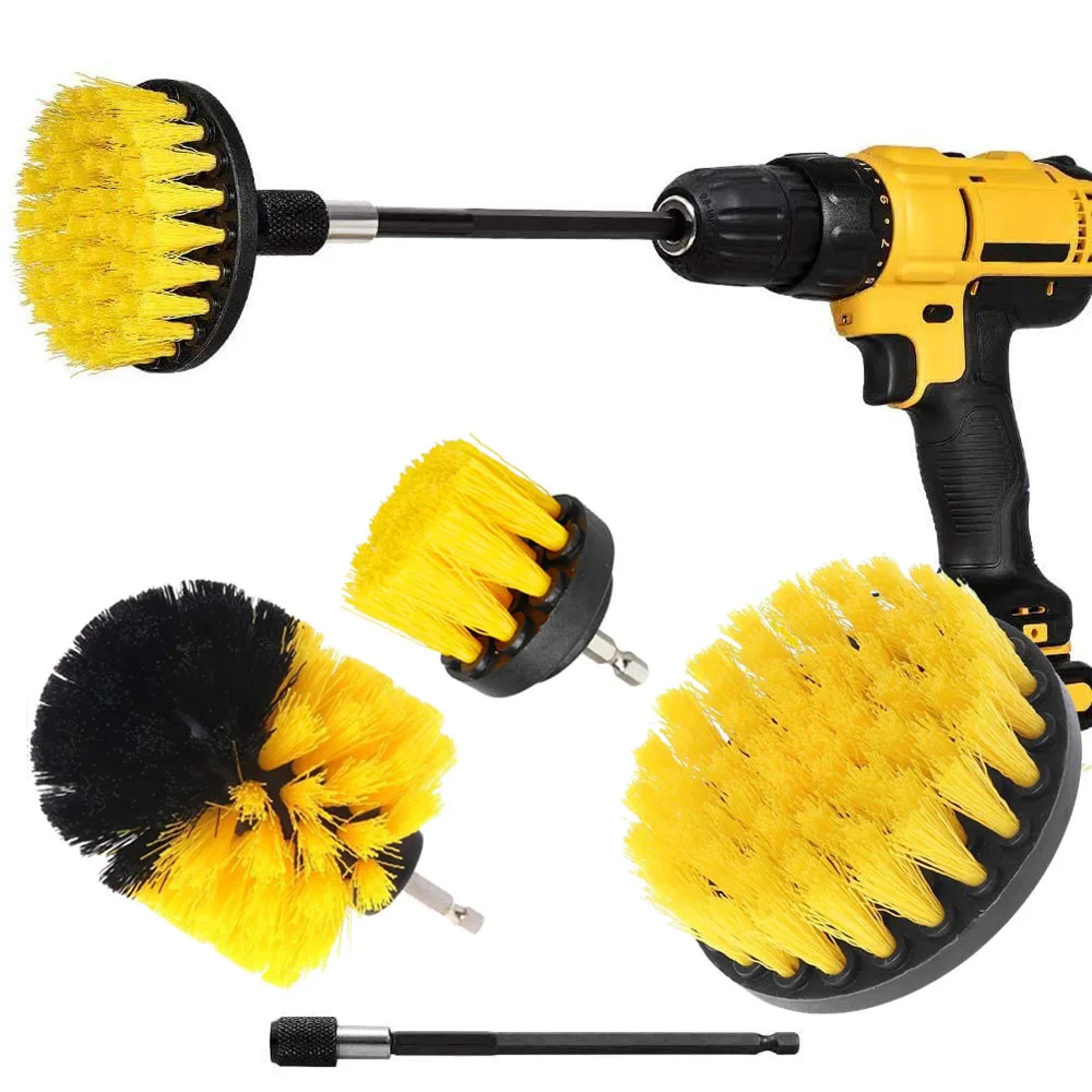 drill brush attachment set power scrubber cleaning brush kit with extension for car wheels, tires glass & home cleaning