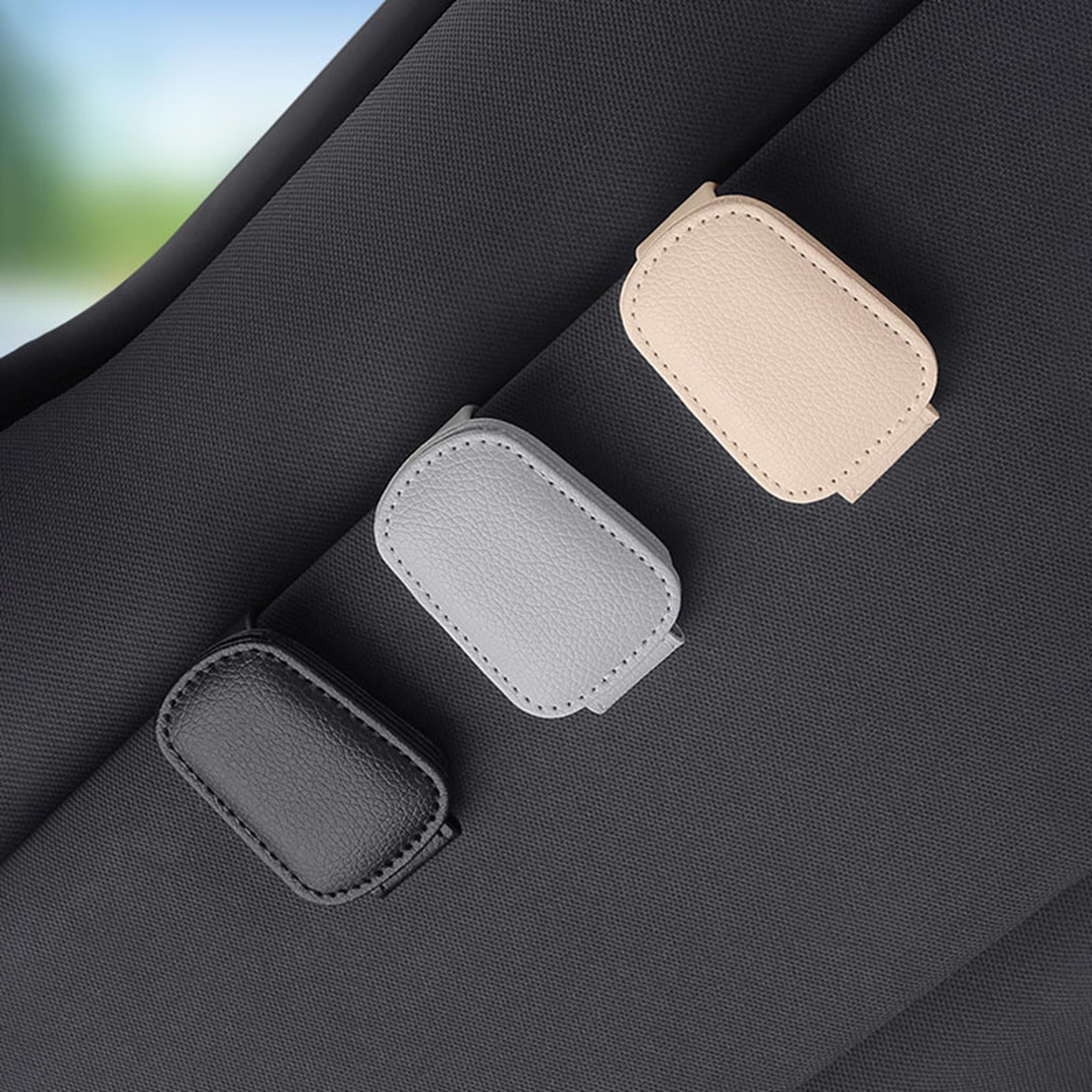 magnetic car glasses holder faux leather car visor organizer clip for eyewear cards & tickets