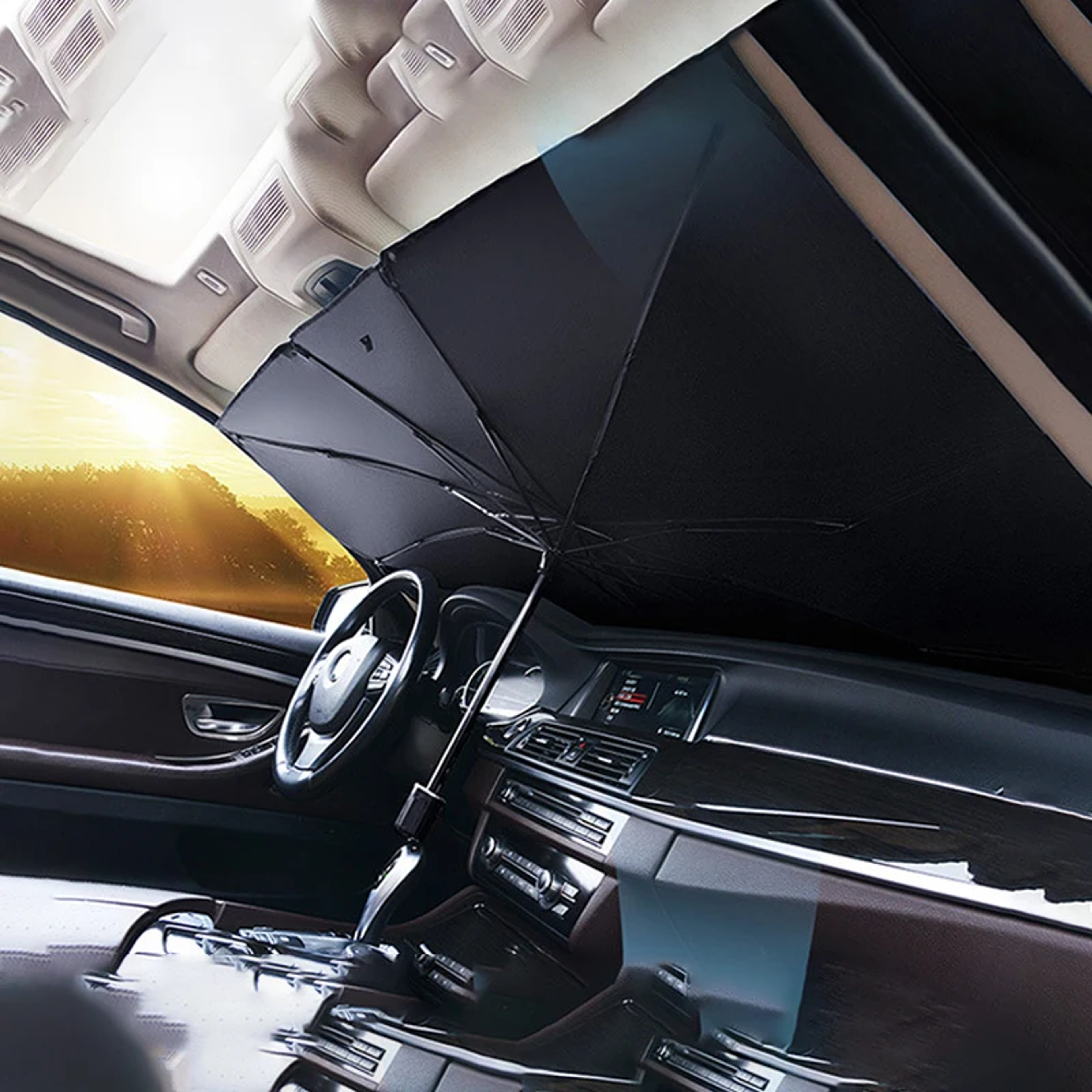 retractable car windshield sun shade with uv car sunshade heat insulation for front windshield