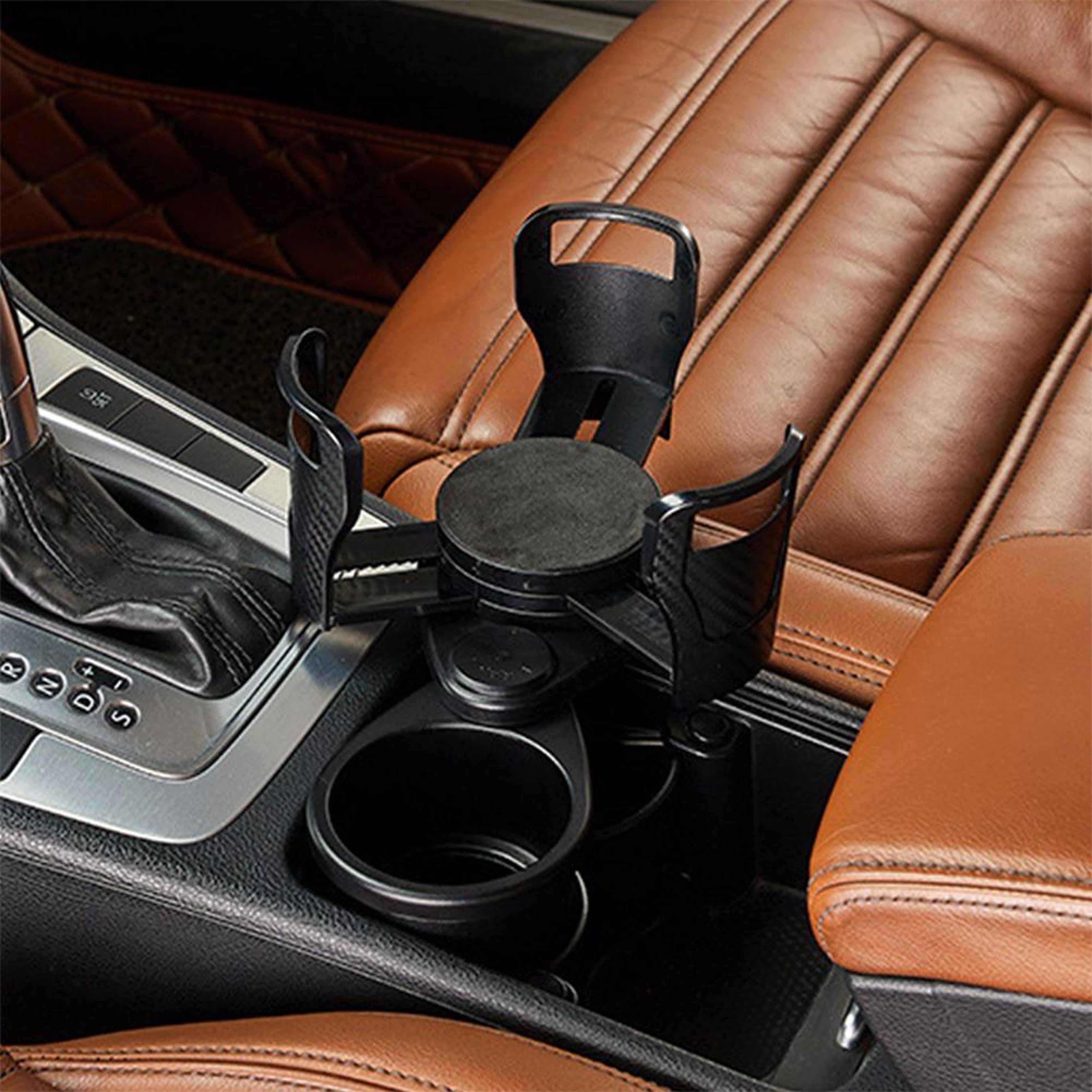 adjustable car cup holder expander with phone mount dual cup organizer