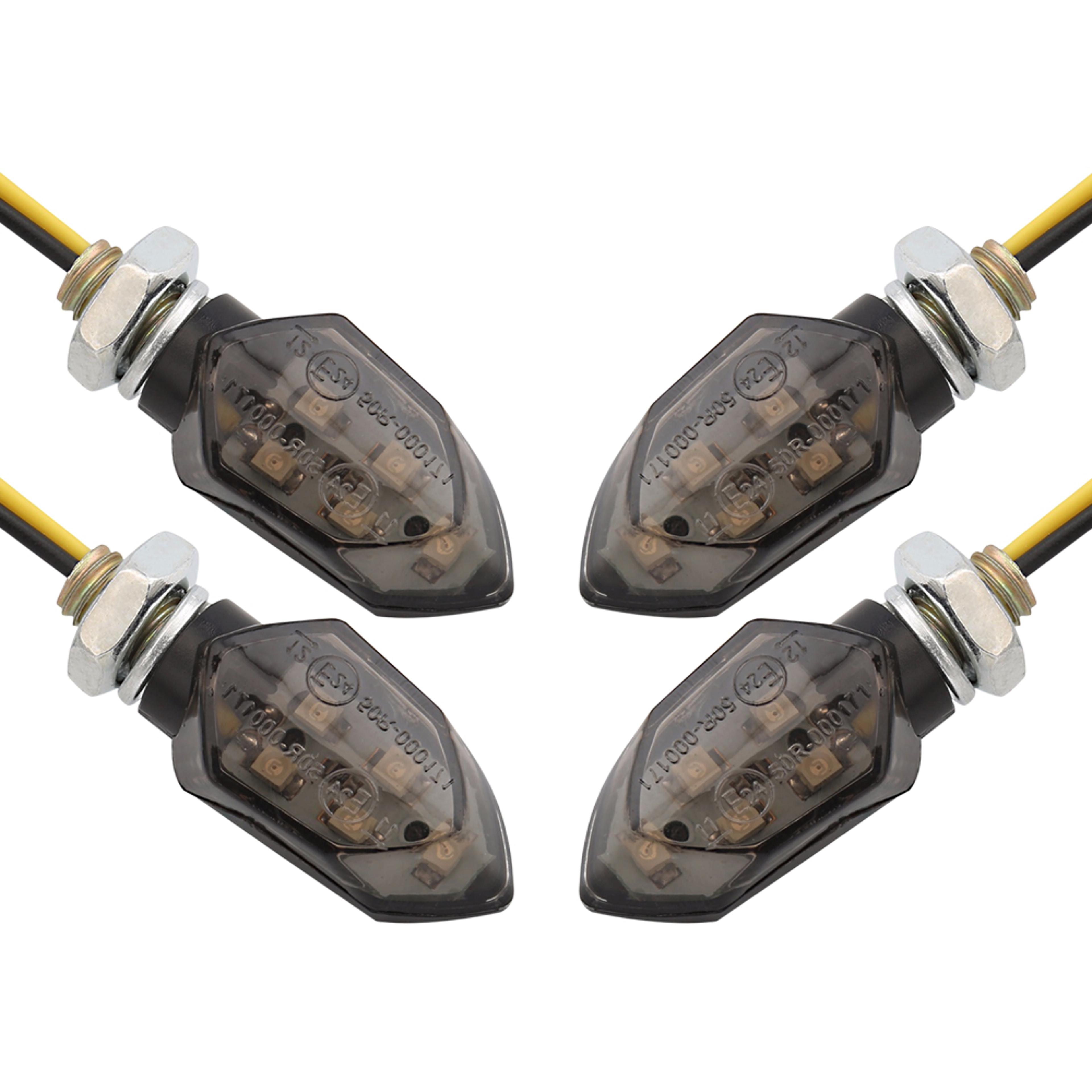 mini motorcycle led turn signal lights smoke lens amber blinker indicators