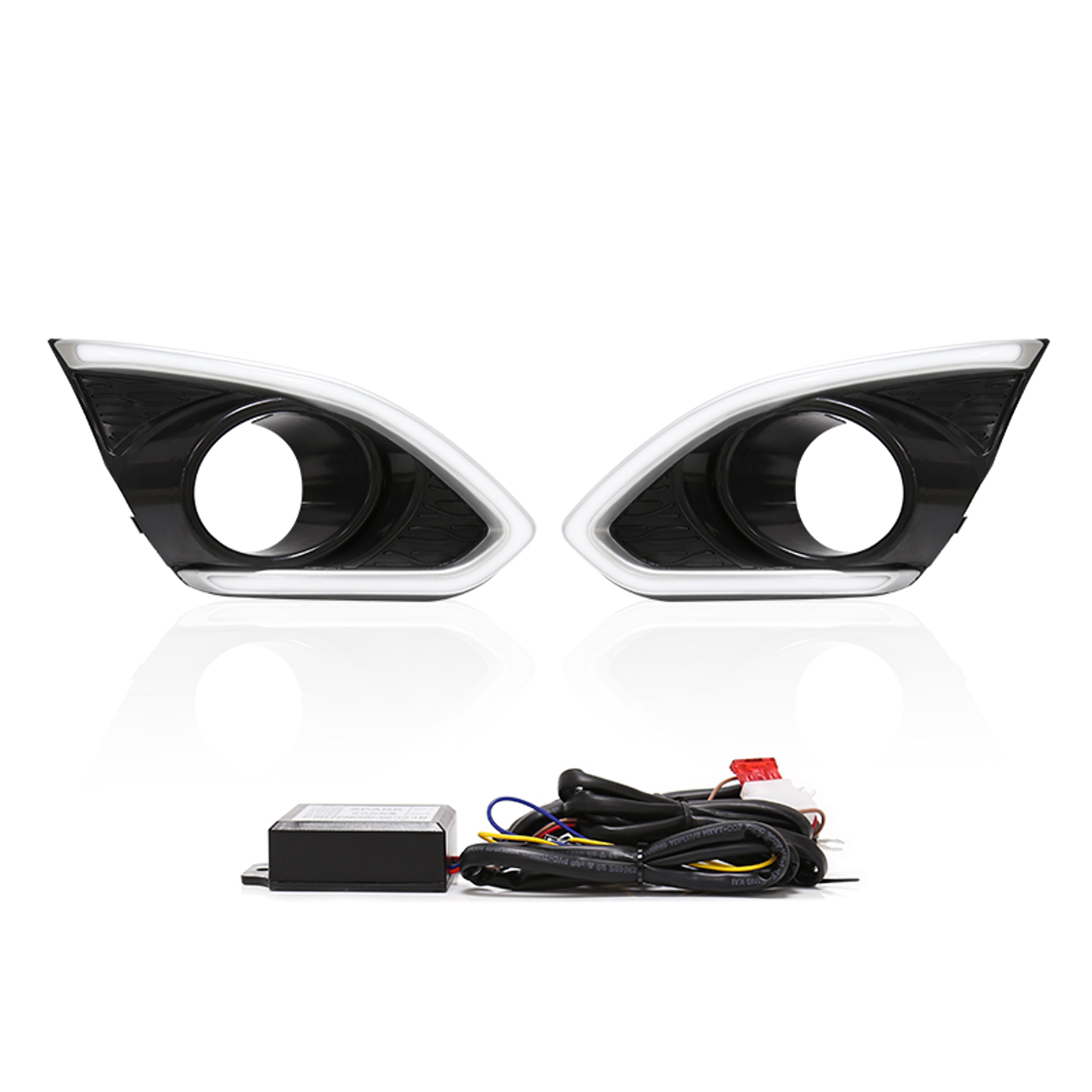 spark led drl daytime running lights fog lamp with dual turn signal