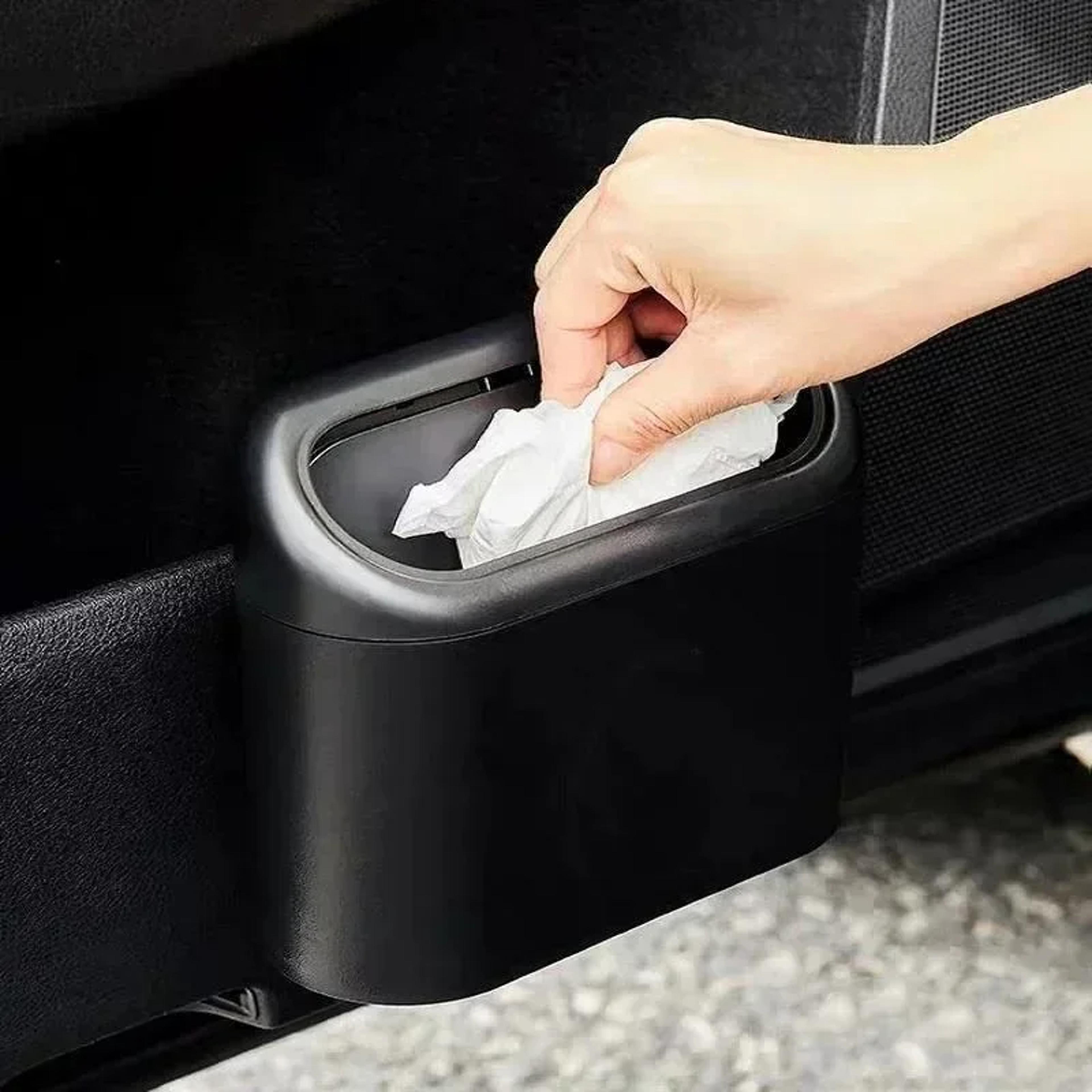 compact car trash can with lid and leakproof design