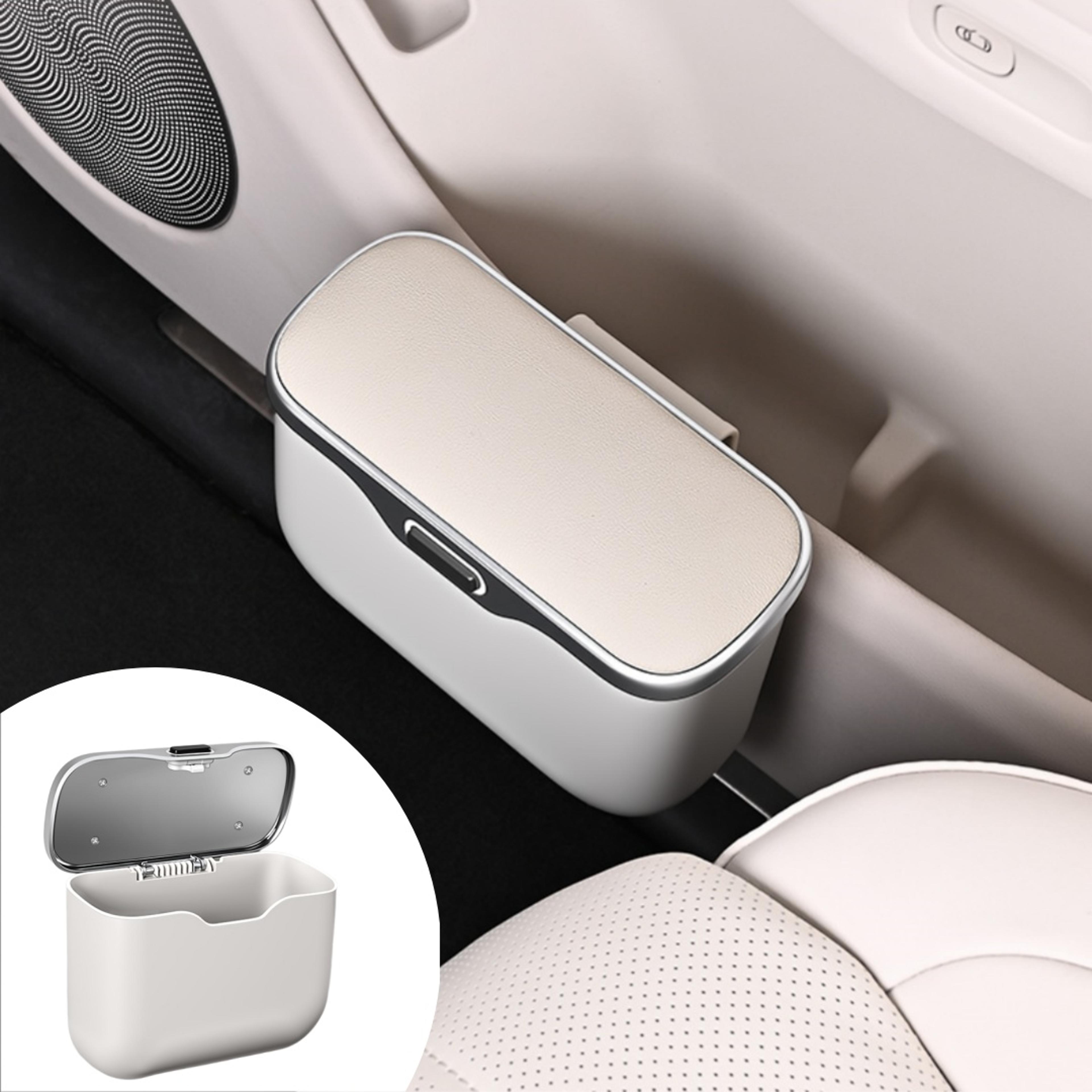 multifunctional hanging car trash can with lid and storage