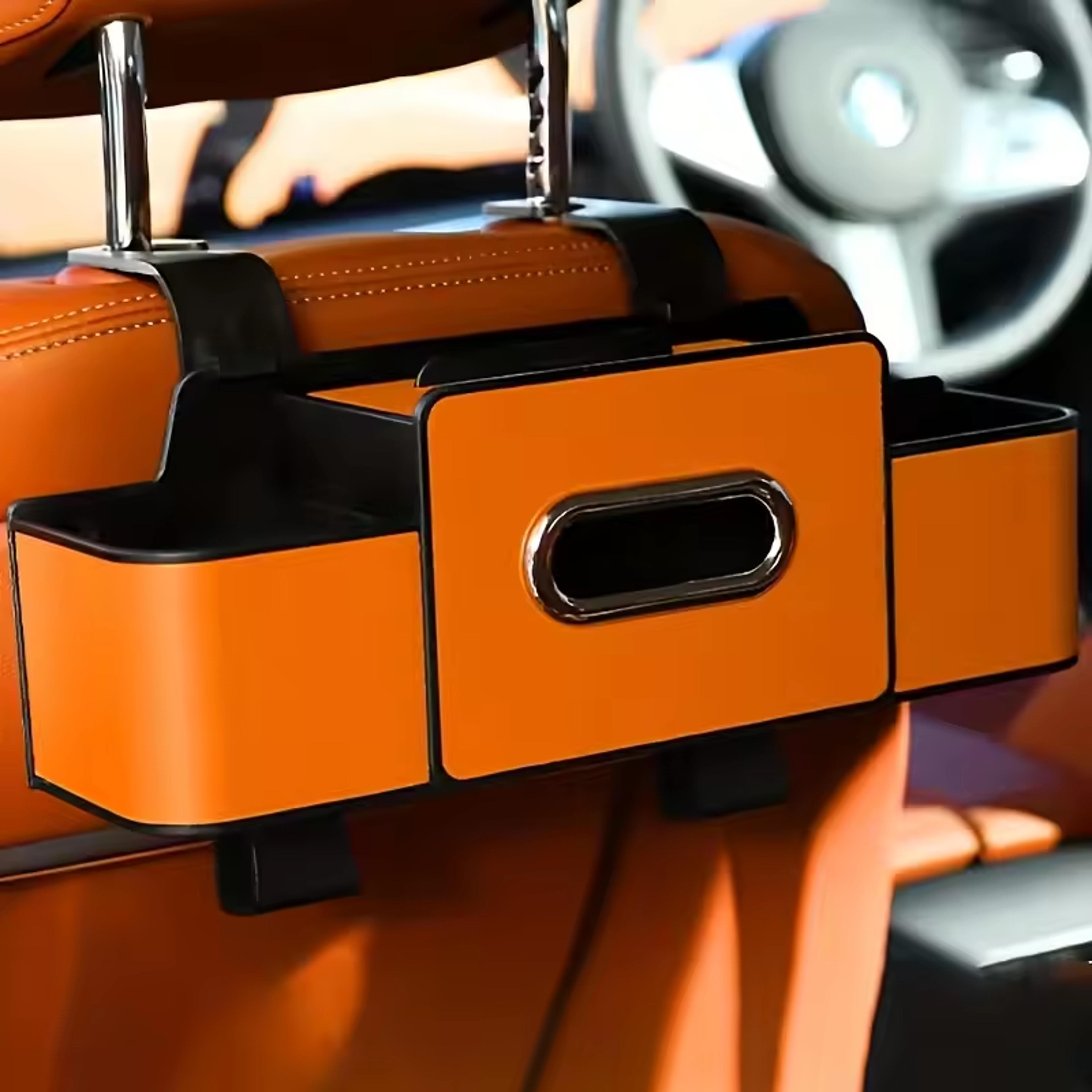drivenest car backseat organizer with tissue holder and dual cup holders