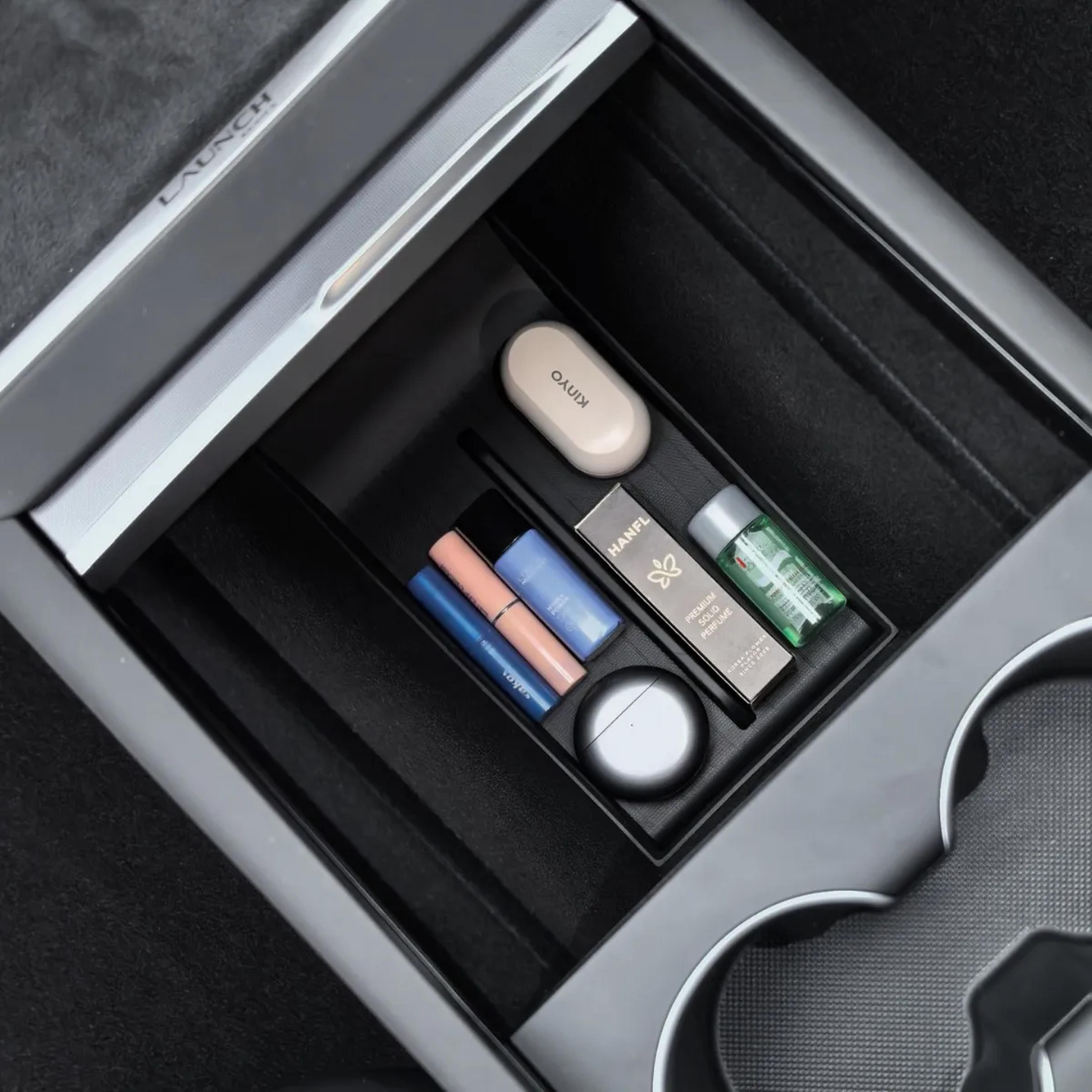 center console organizer and armrest storage trays