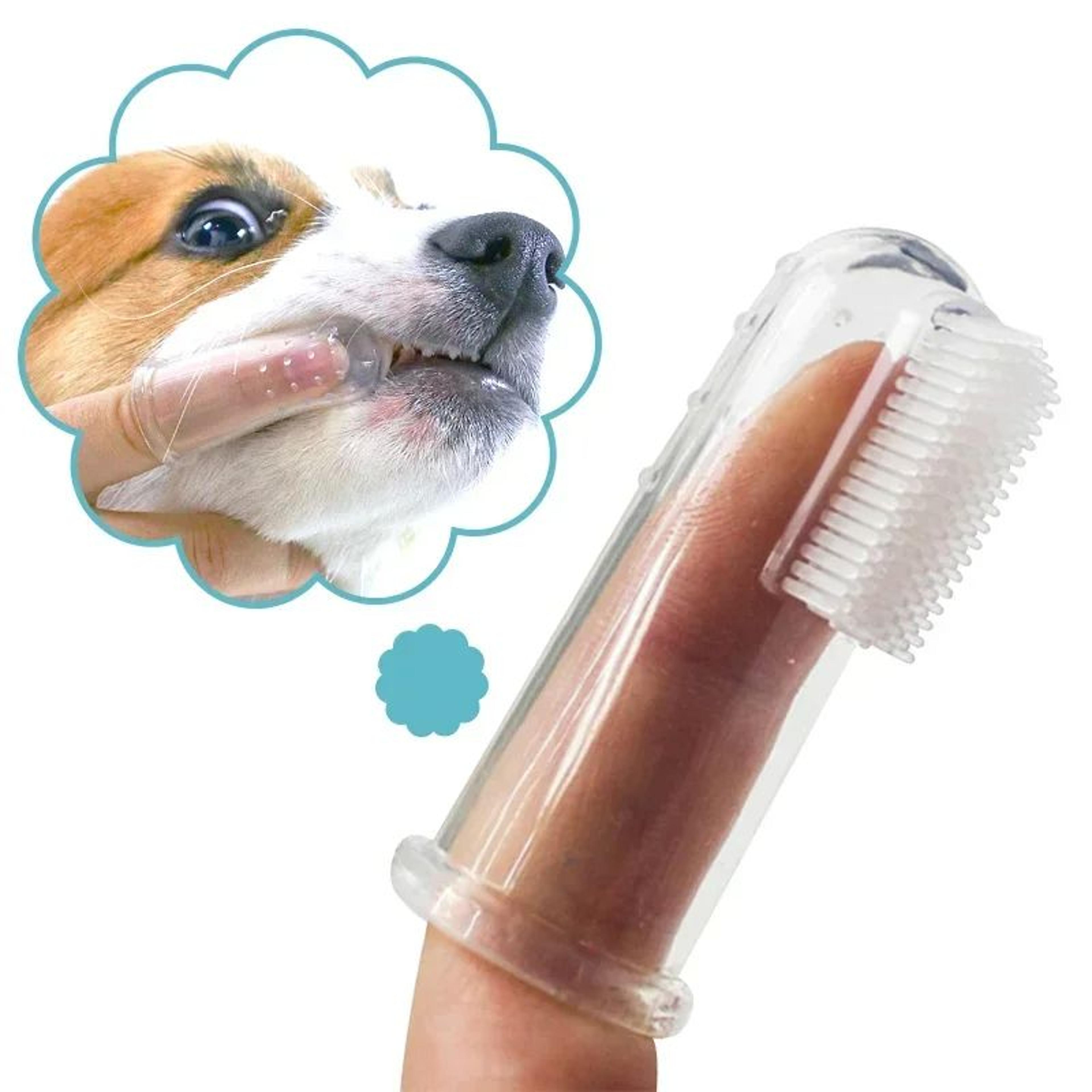 super soft pet finger toothbrush for dog cat, teddy dog brush for bad breath, tartar & teeth cleaning