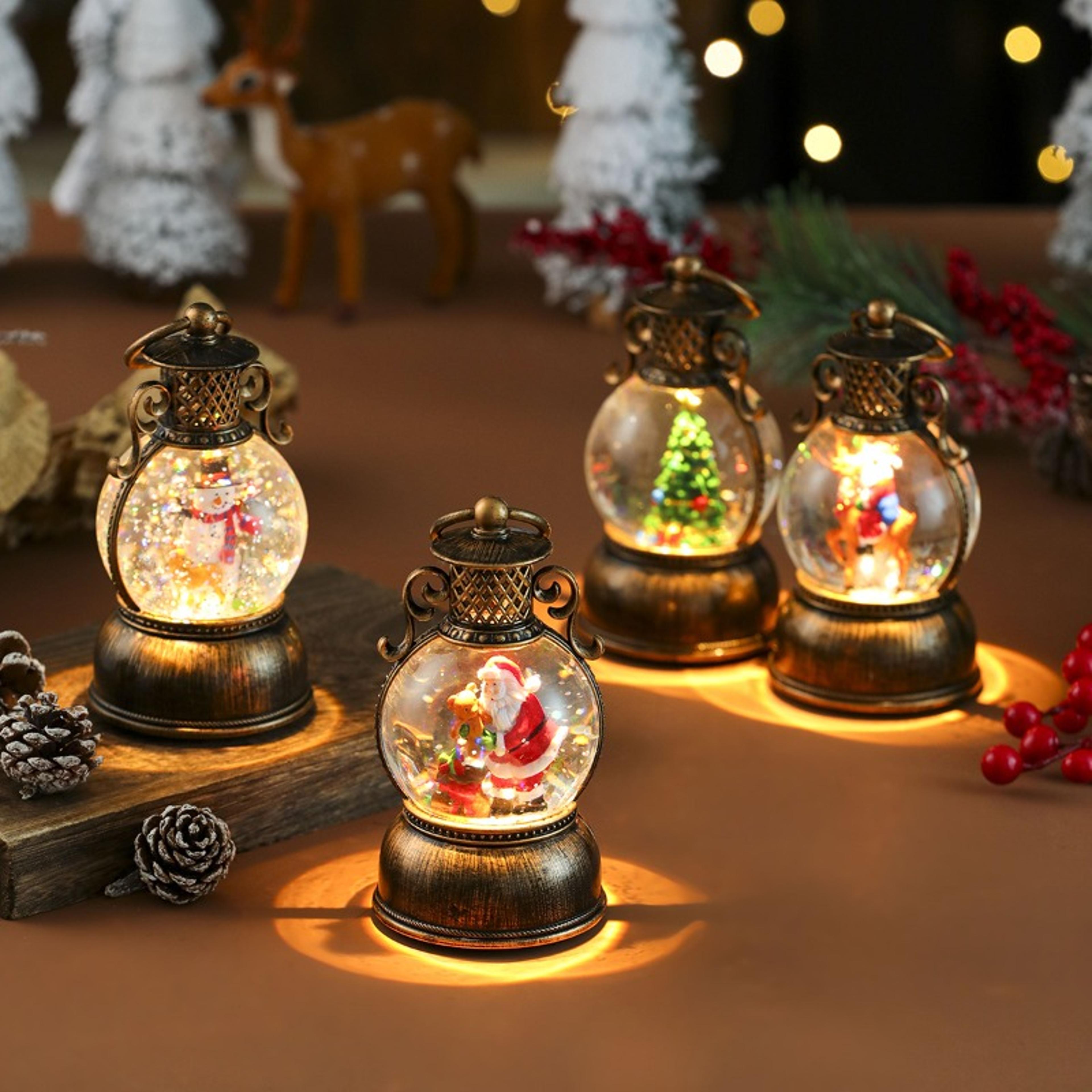 santa claus with music floating, snow ornaments christmas tree, luminous bedside lamp snowman, night light new year gift