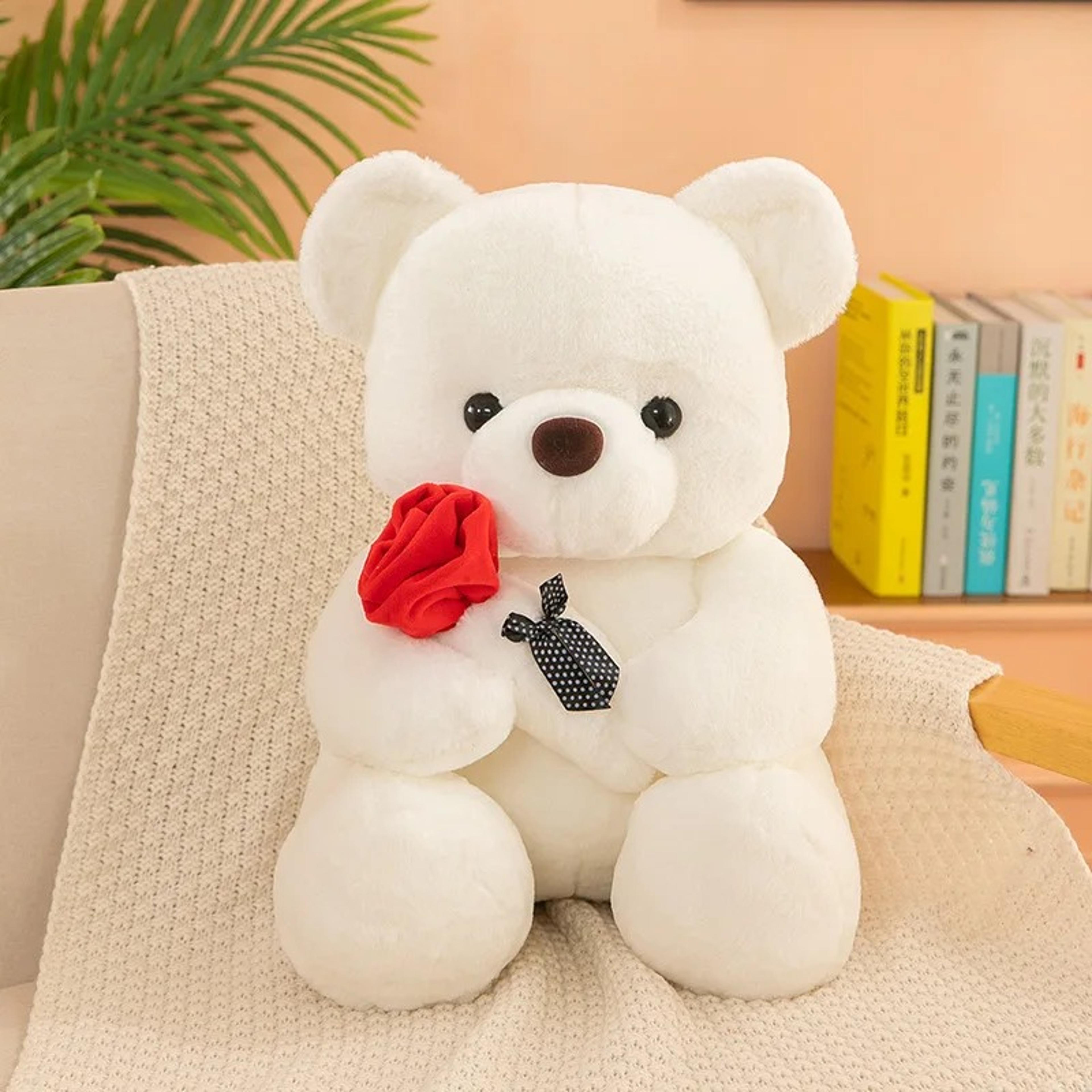 romantic teddy bear with roses plush gift for her valentine anniversary surprise