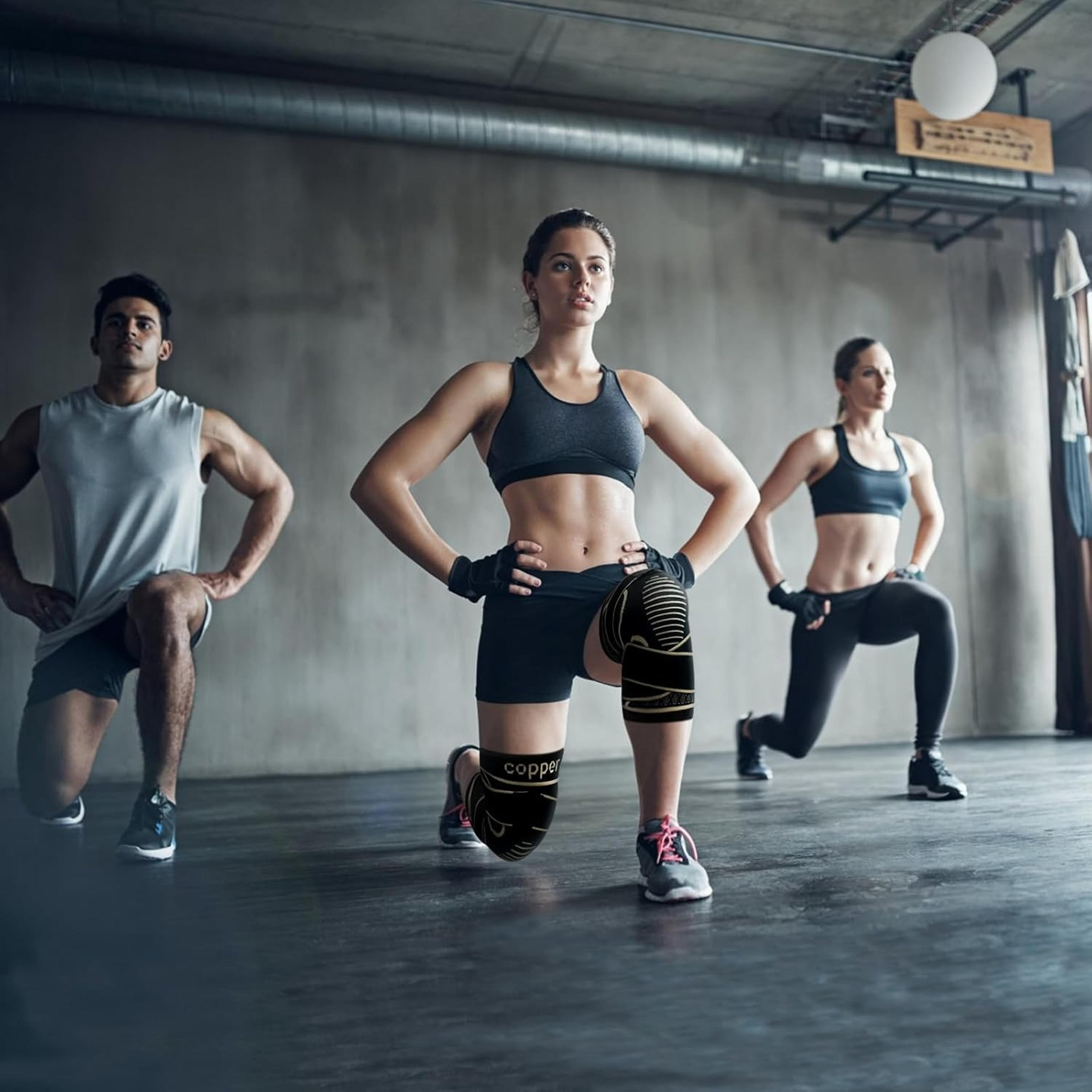 copper knee brace for knee pain with adjustable strap and compression support