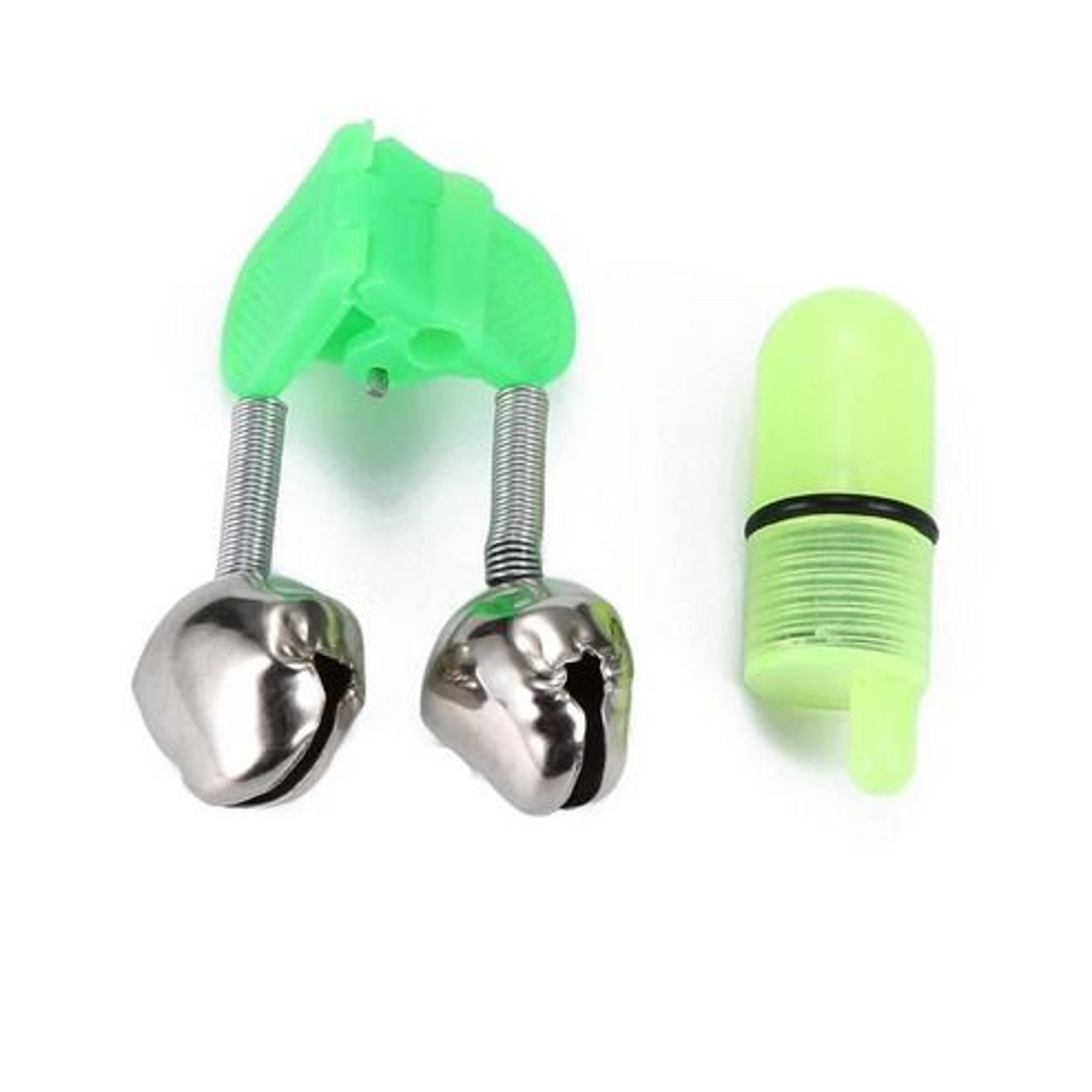 led night fishing bite bait alarm, bells rod tip clip alert ring, green led lights for night fishing