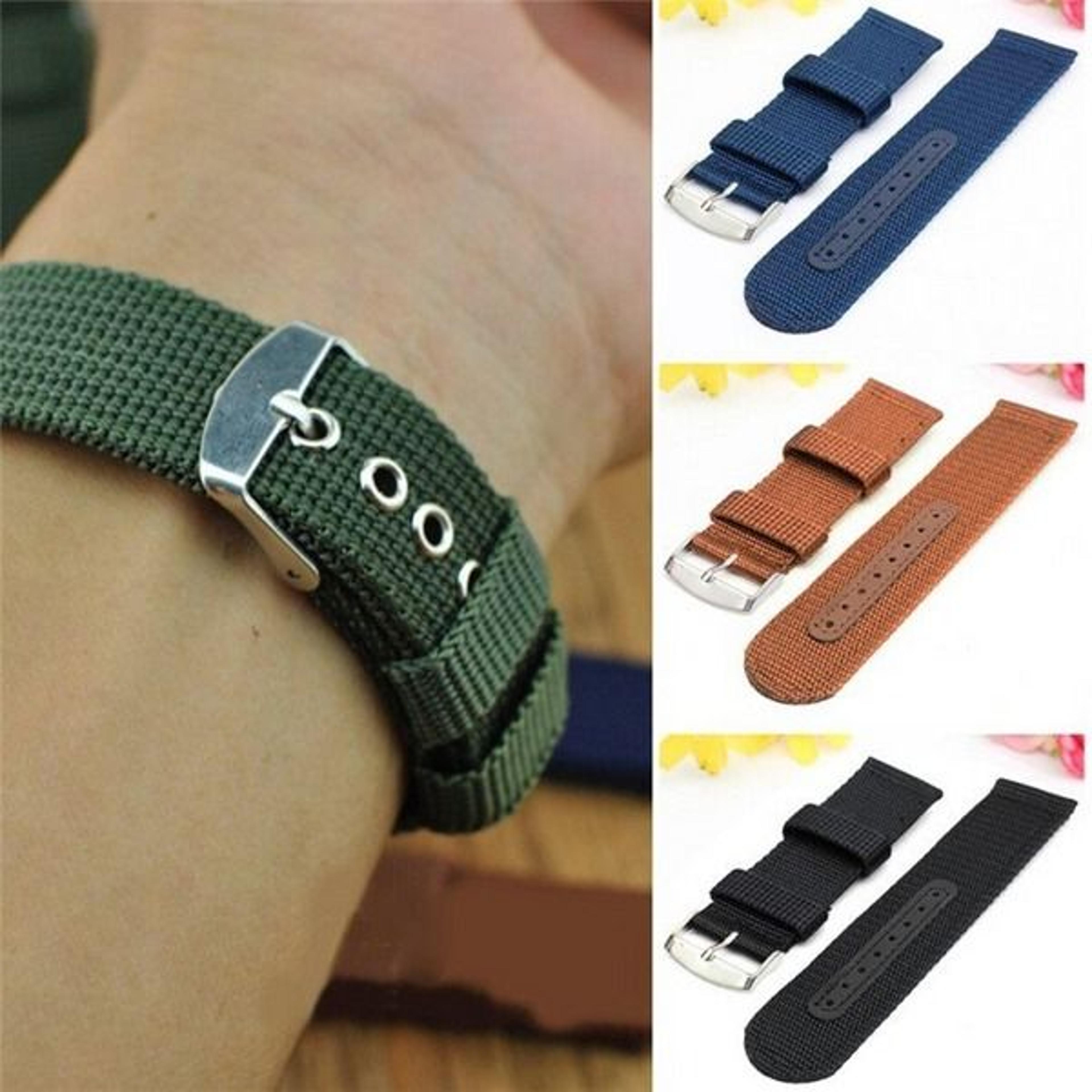 military canvas nylon wrist watch band strap, adjustable sport bracelet, stylish and durable wat