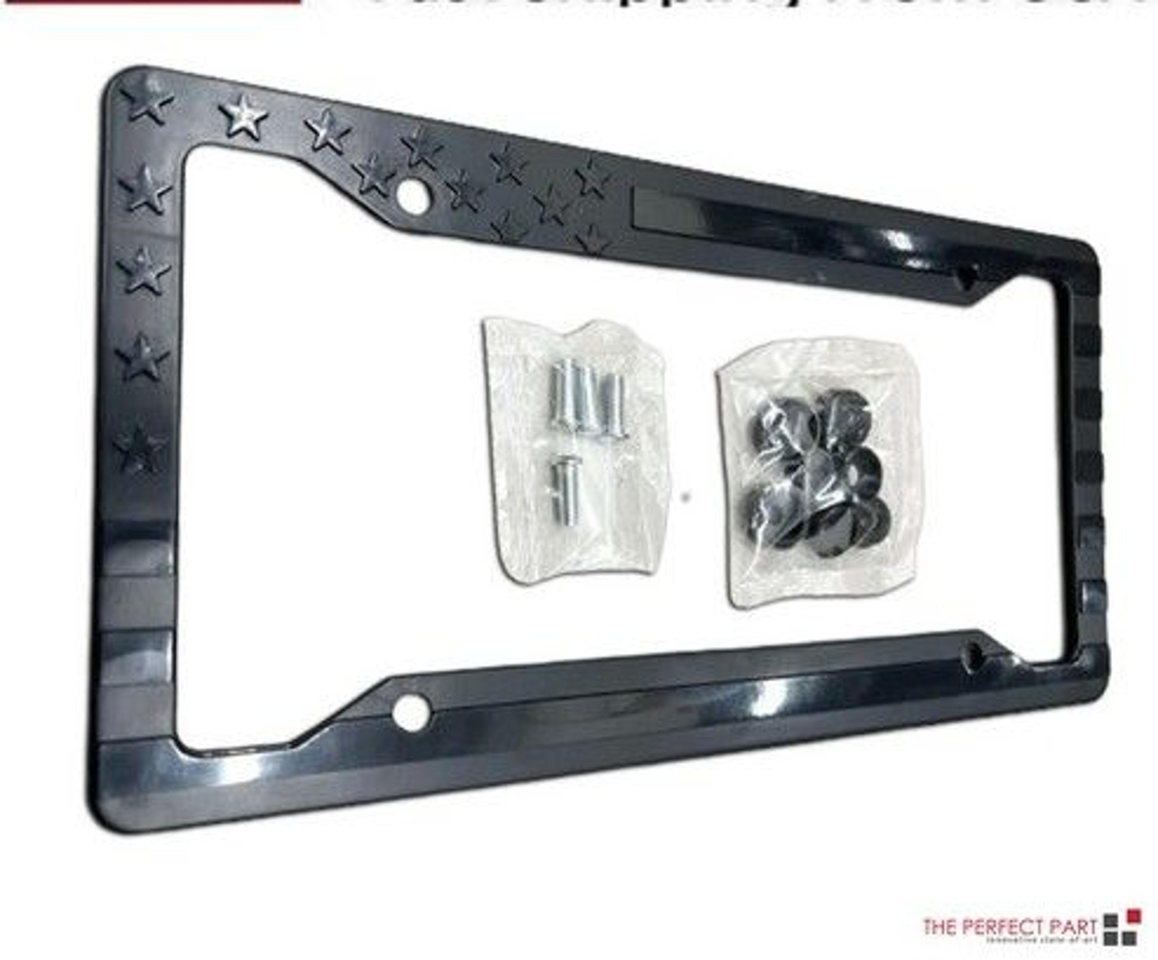 american flag license plate frame, black abs holder, perfect car tag decal for trucks and suvs