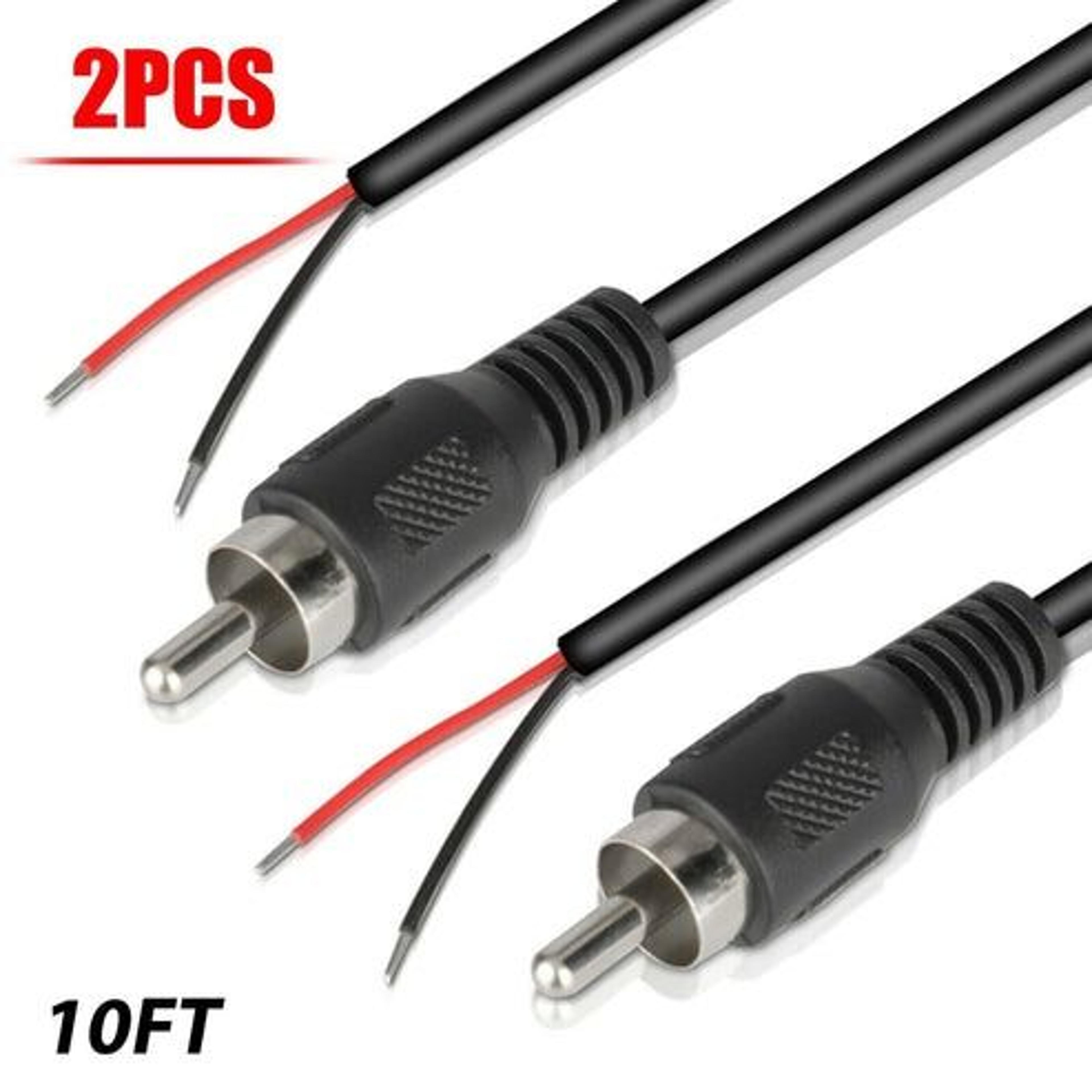 male plug to bare wire audio speaker cable cord for subwoofer, hdtv, home theater system, high fidelity hifi system