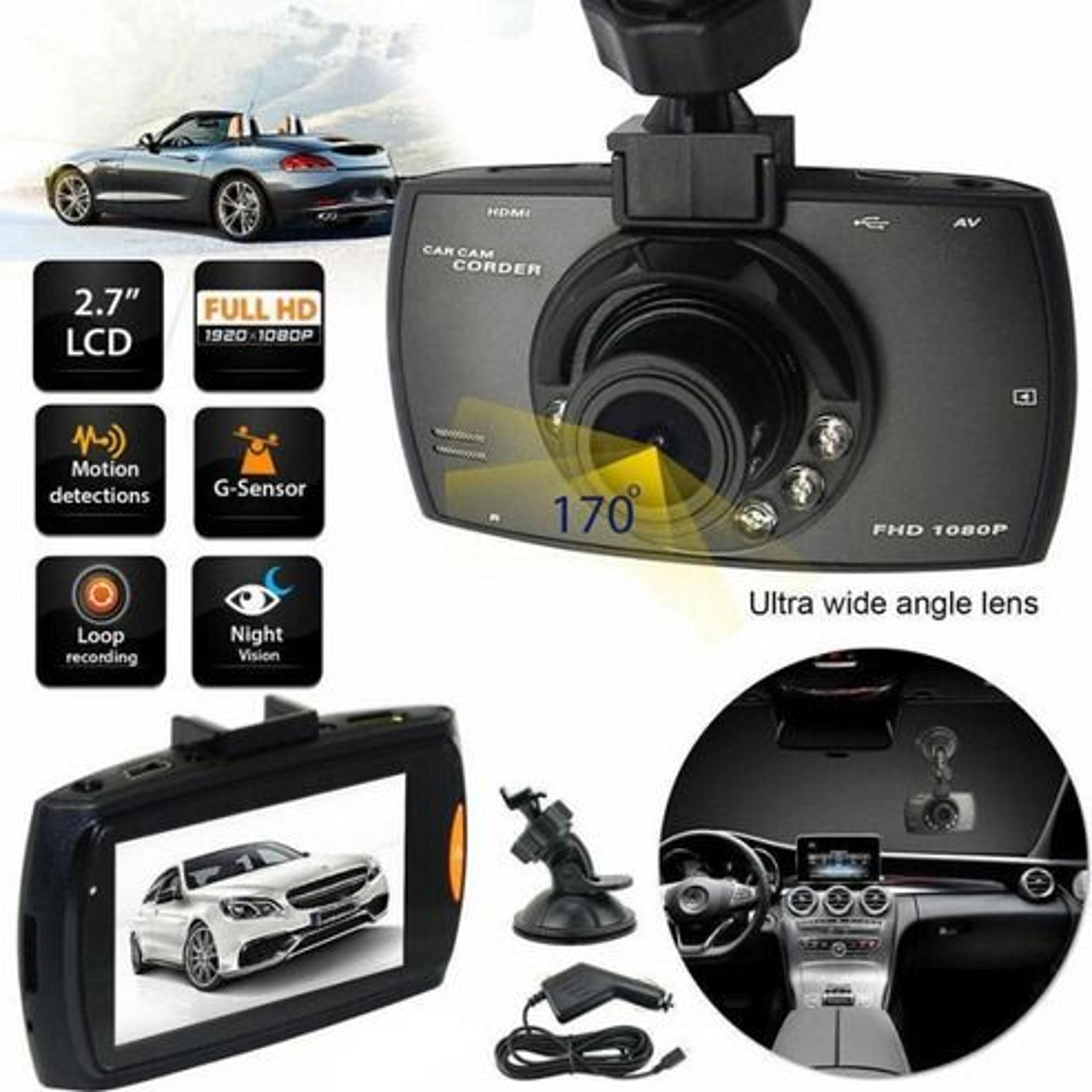 full hd dash cam car dvr, front & rear camera, night vision, g-sensor for driving safety