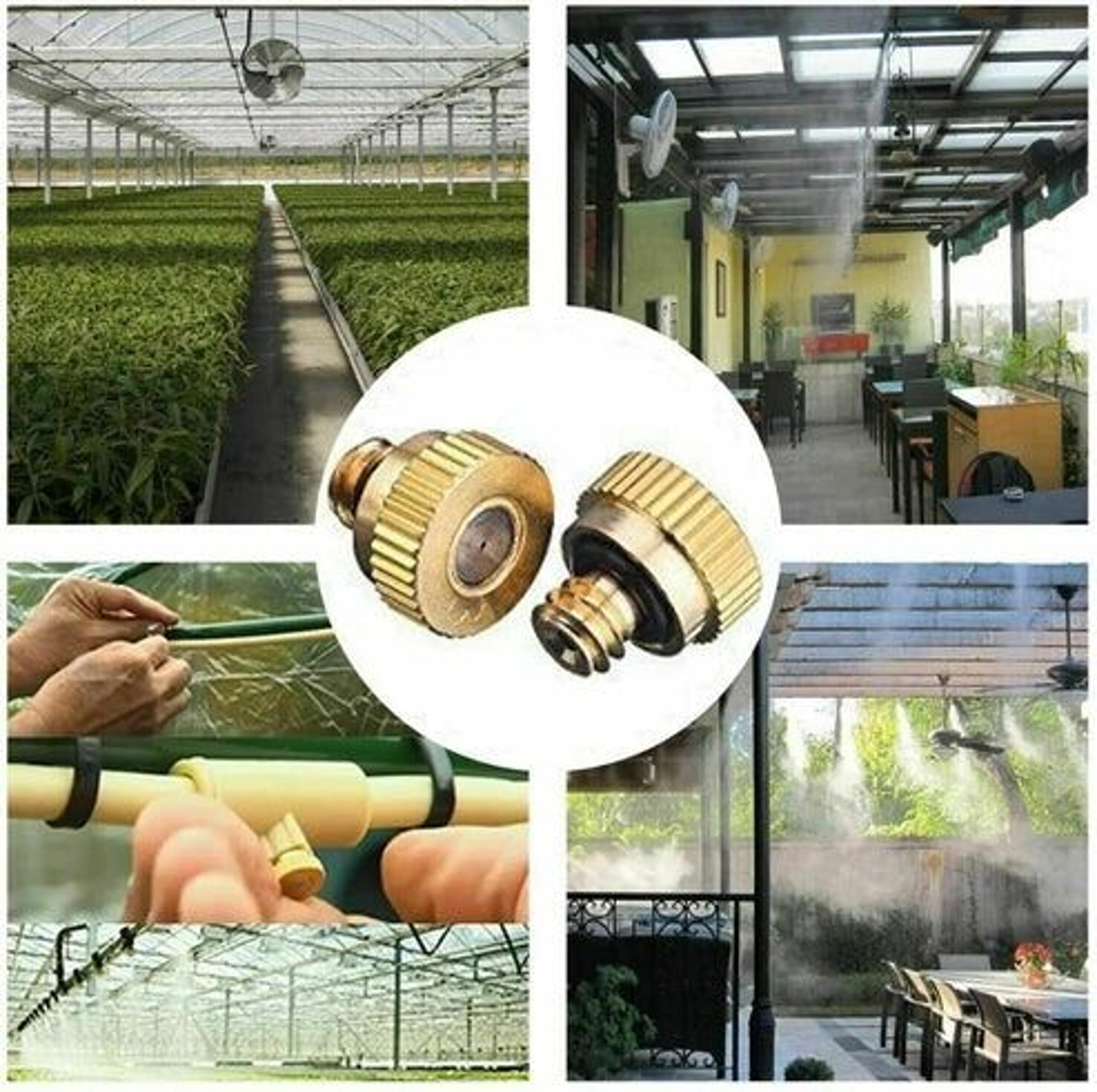 mister sprinkler outdoor cooling system, brass misting nozzles, garden sprayer, fine mist nozzle for ultimate cooling
