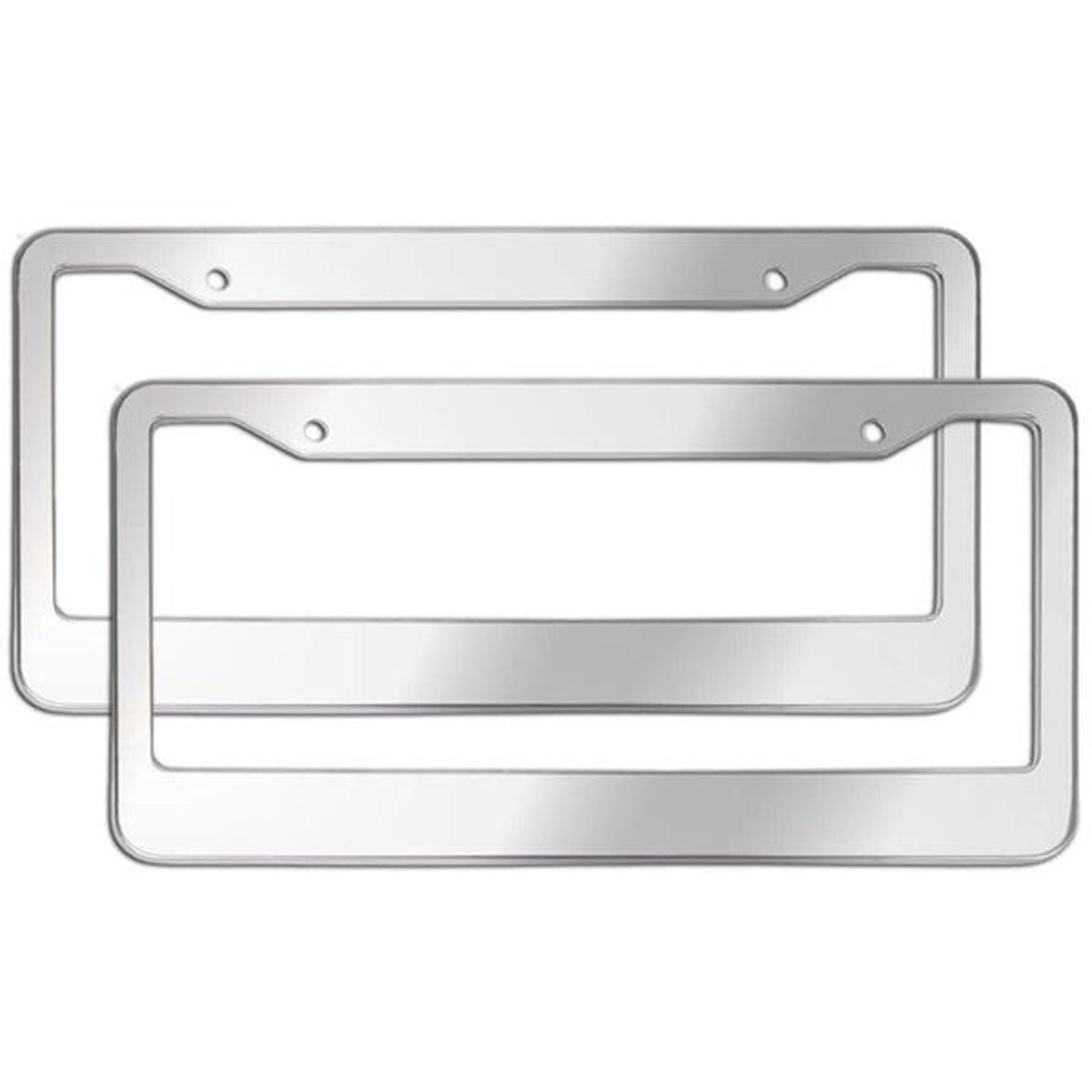 chrome stainless steel metal license plate frame, tag cover with screw caps, durable, rust-resistant