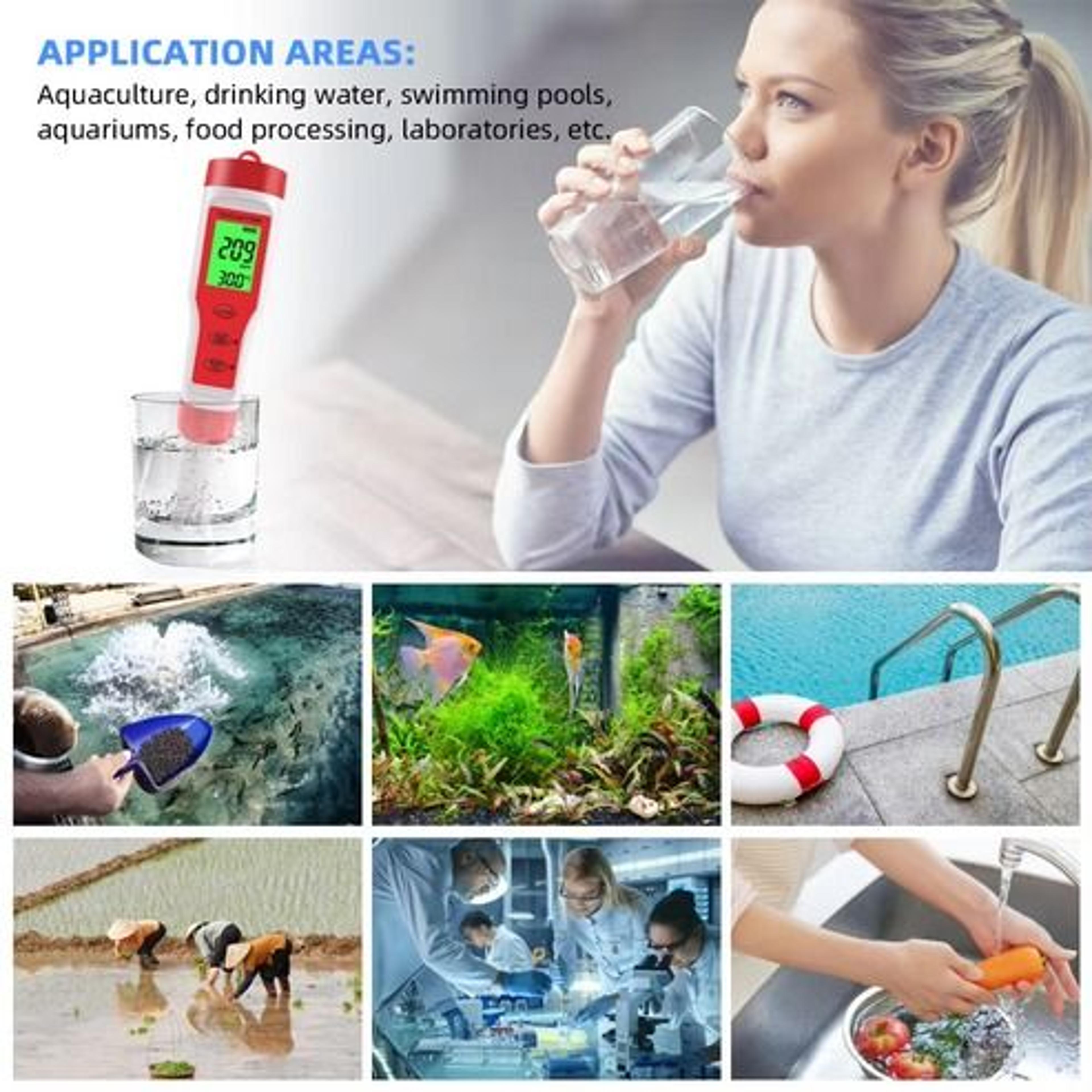 pocket hydroponics ph ec meter, digital lcd tester, aquarium water test pen for ph, tds & temperature