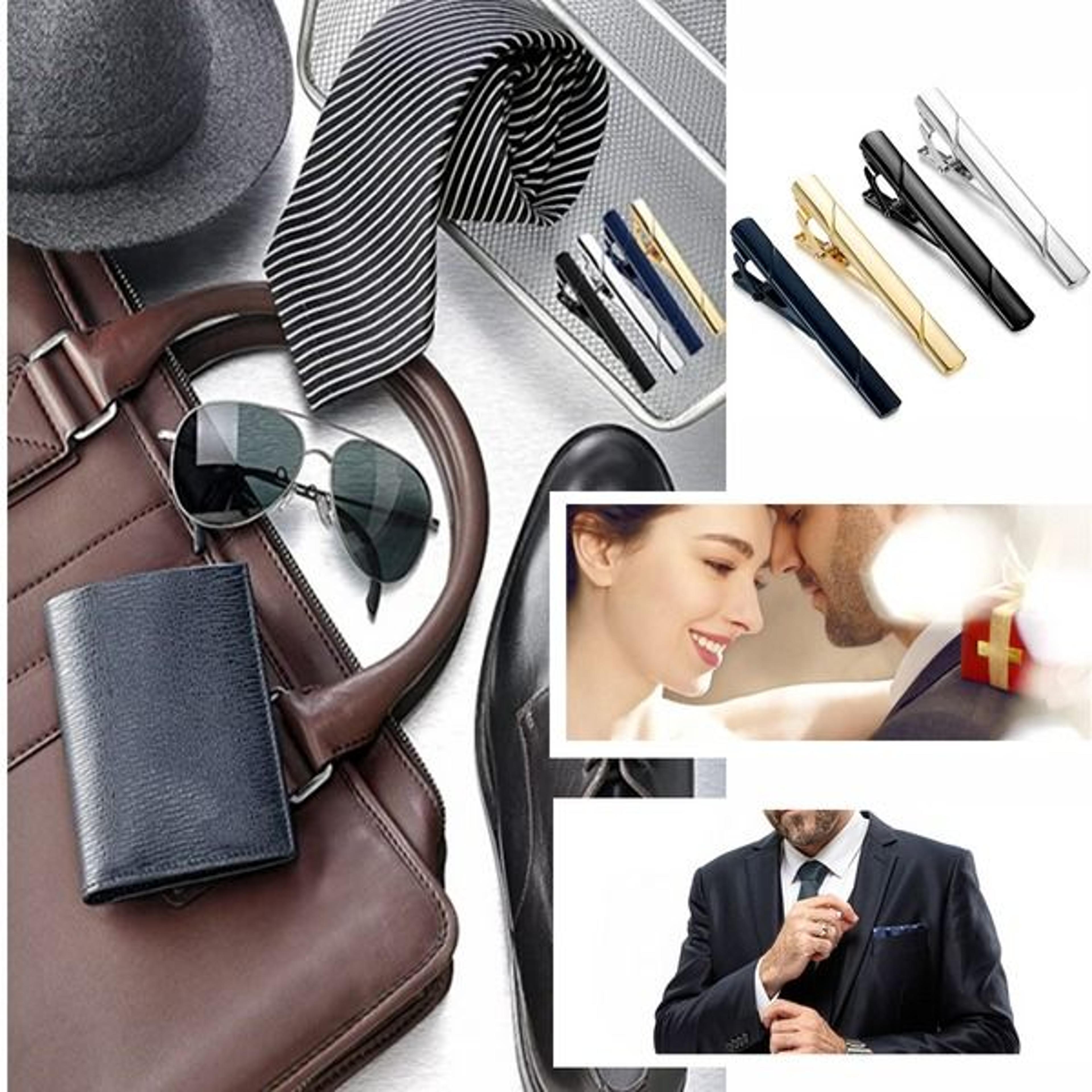 stainless steel tie clip, gold, black, silver, necktie bar clasp pin for men