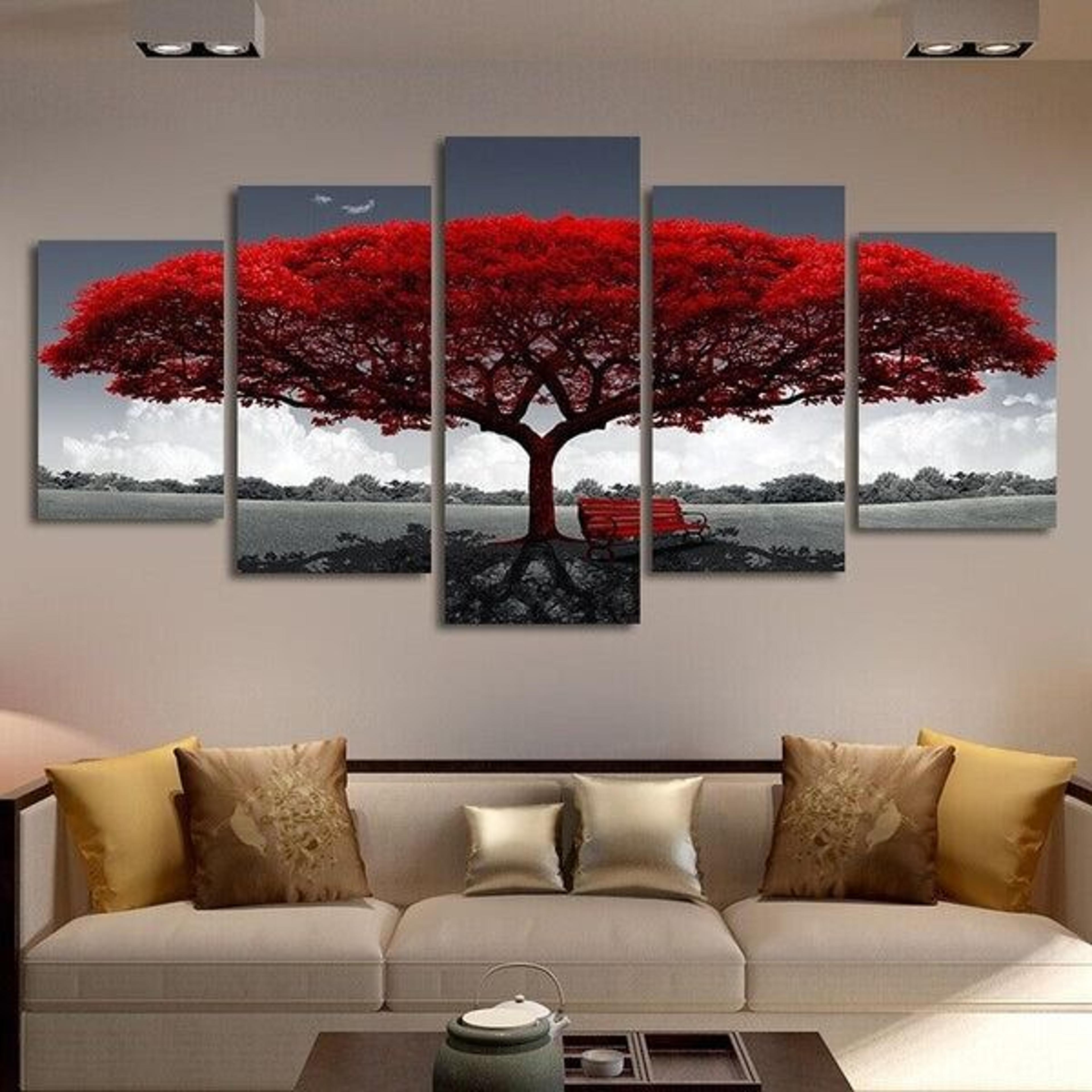 modern living room decor, canvas print paintings, landscape pictures wall art - stunning 5 panel canvas artwork for home