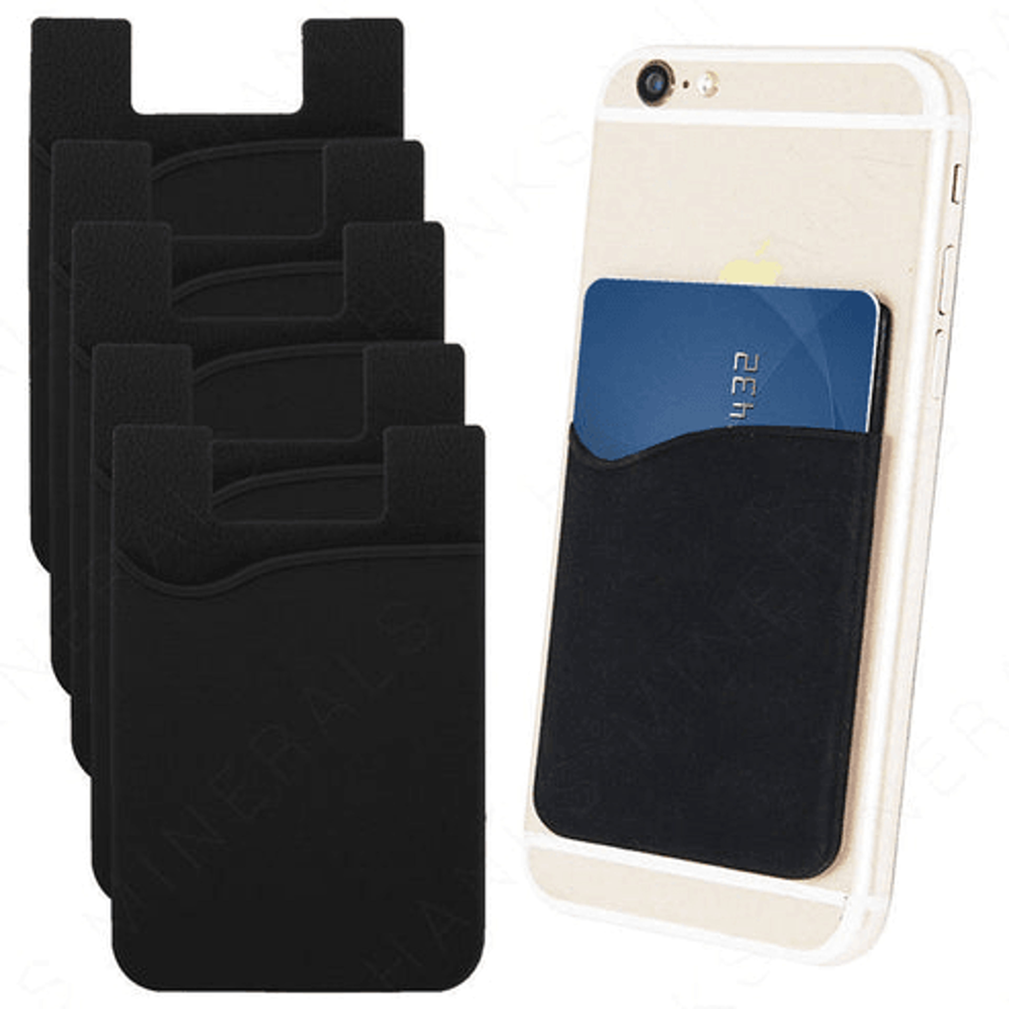 silicone adhesive credit card holder, black cell phone wallet pocket sticker fits credit cards, durable adhesive