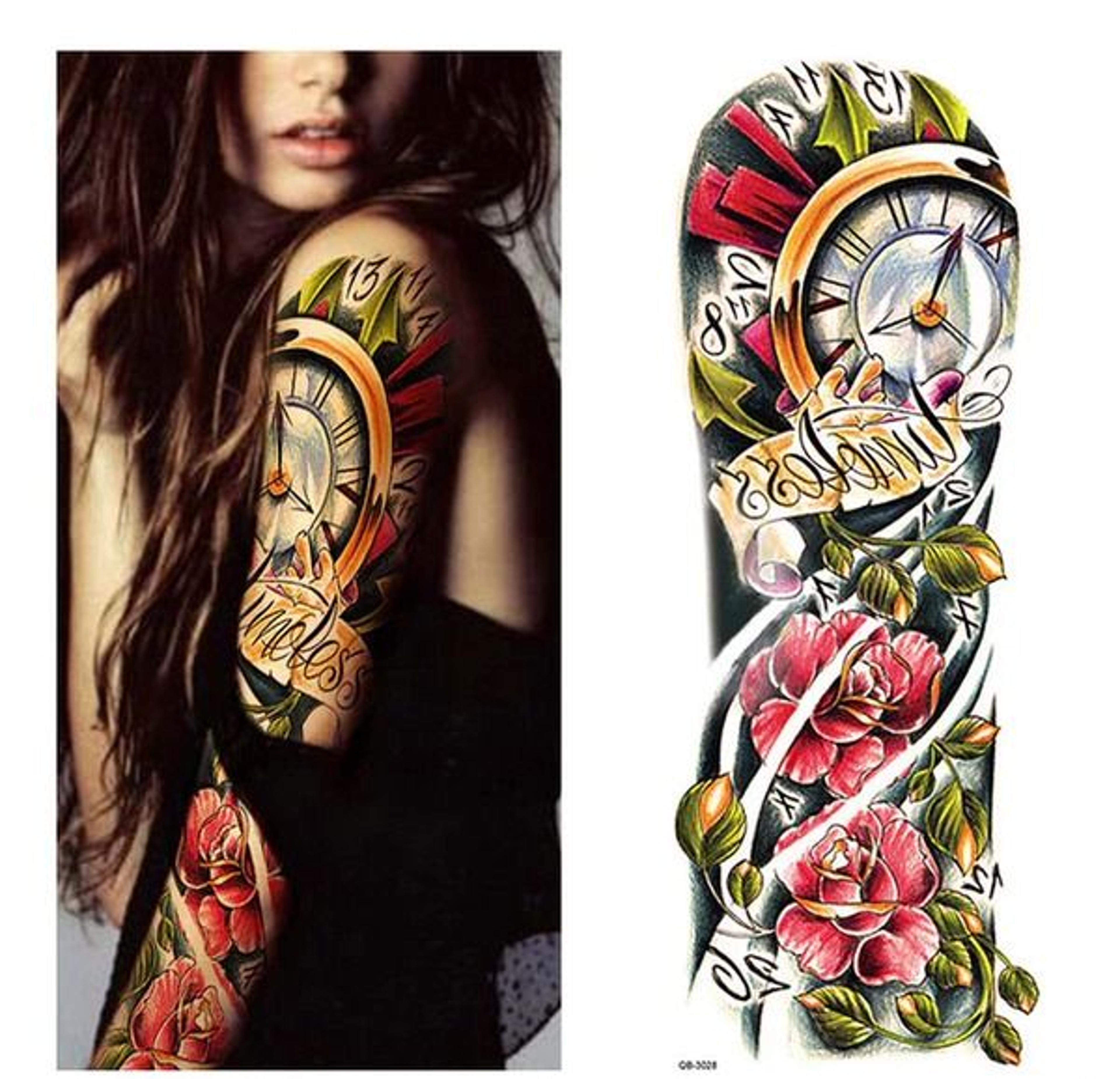 waterproof large temporary arm tattoo sticker sleeve for man and women, perfect for parties, weddings, and festivals