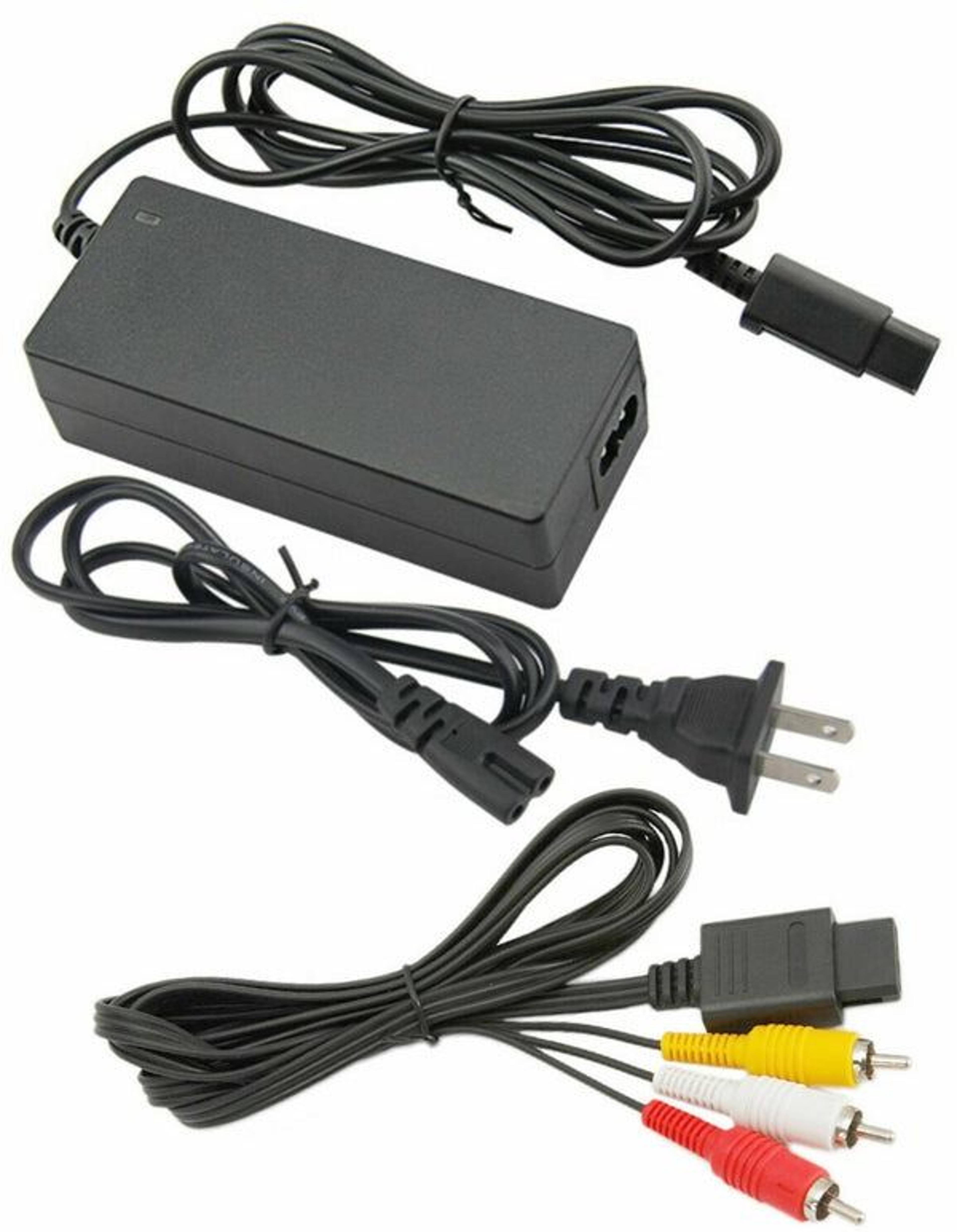 ac adapter power supply & audio video a/v cable for nintendo gamecube bundle - perfect upgrade for your console