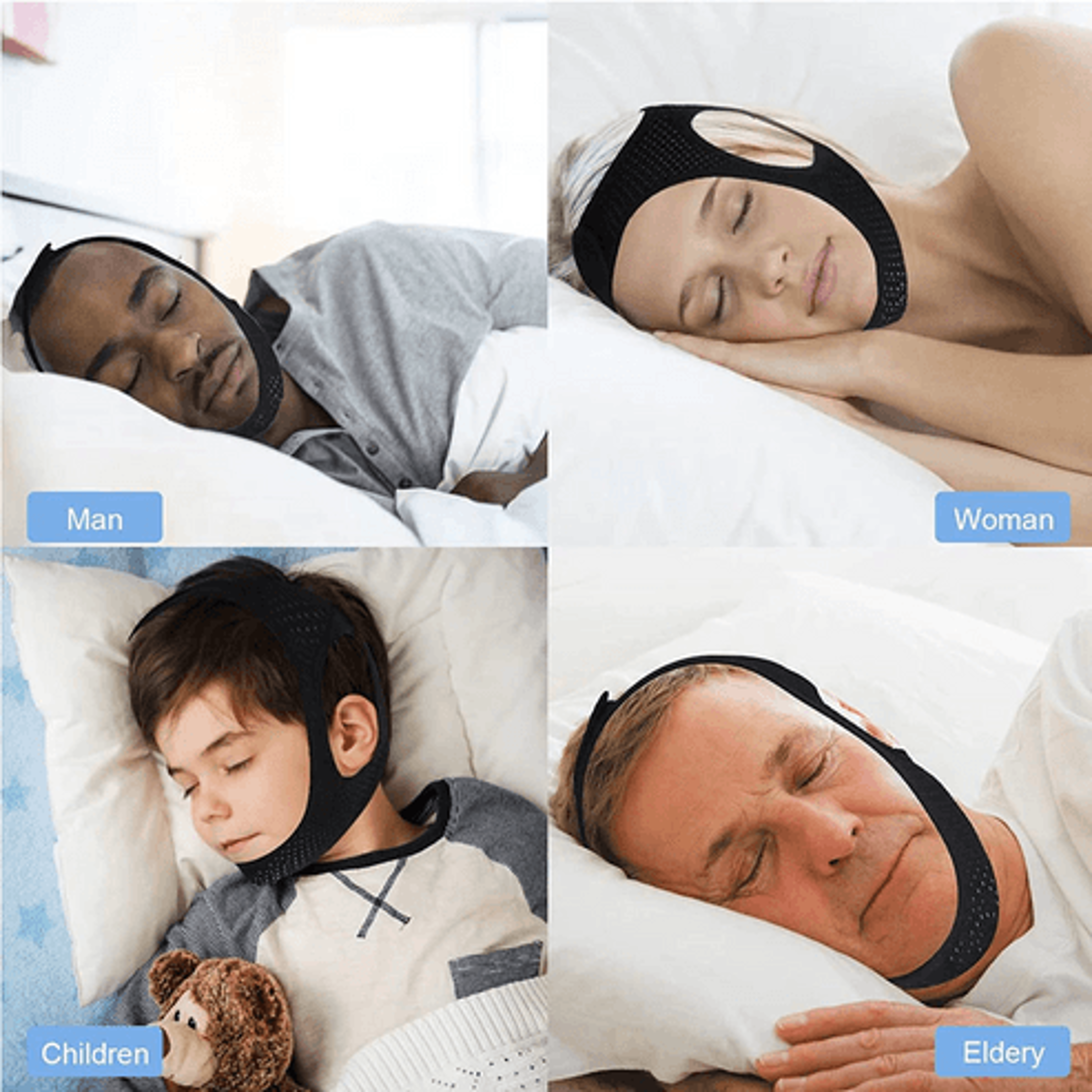 sleep apnea snore stop chin strap, anti snoring jaw solution for quiet sleep