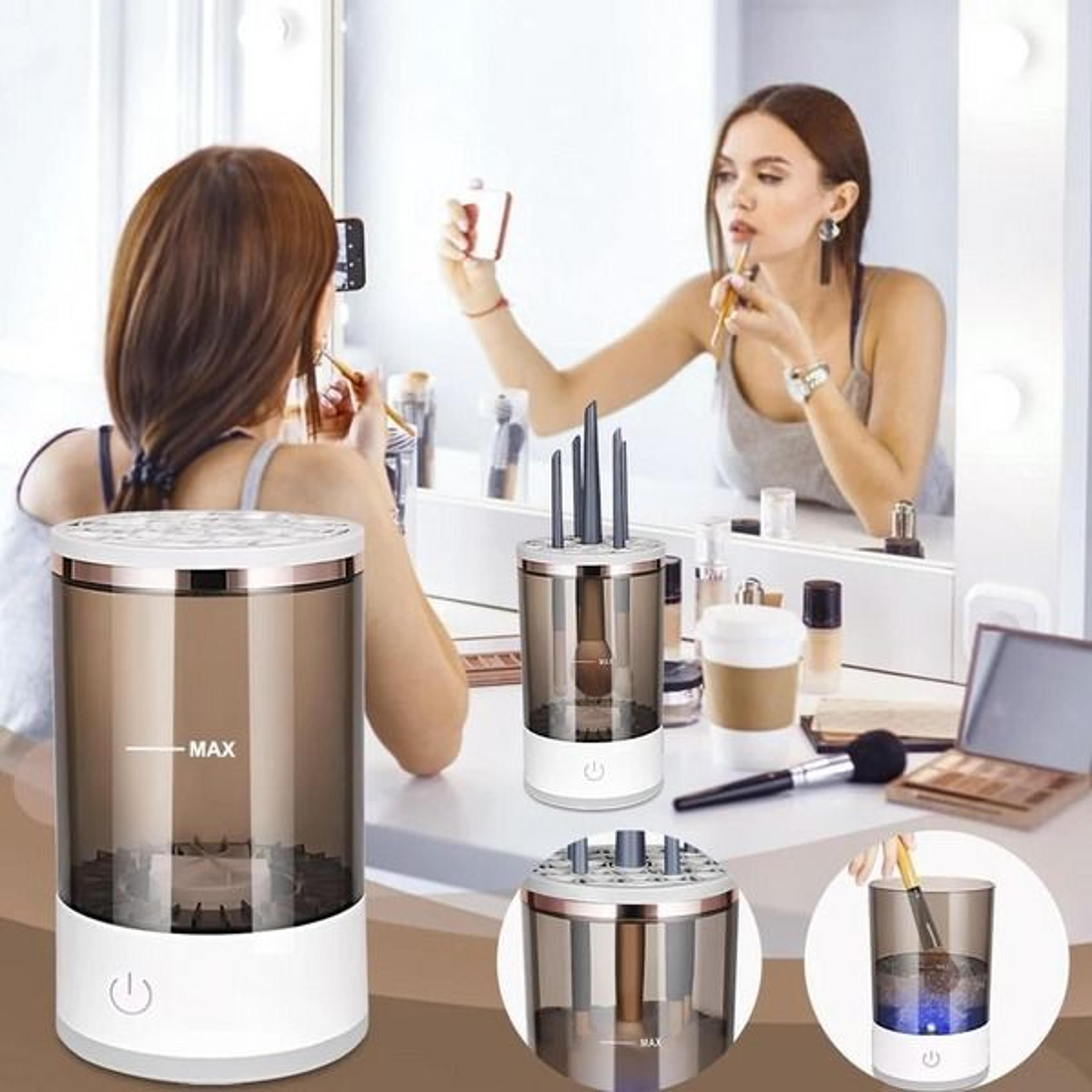 electric makeup brush cleaner, automatic brush cleaning machine, fast clean dryer for effortless makeup