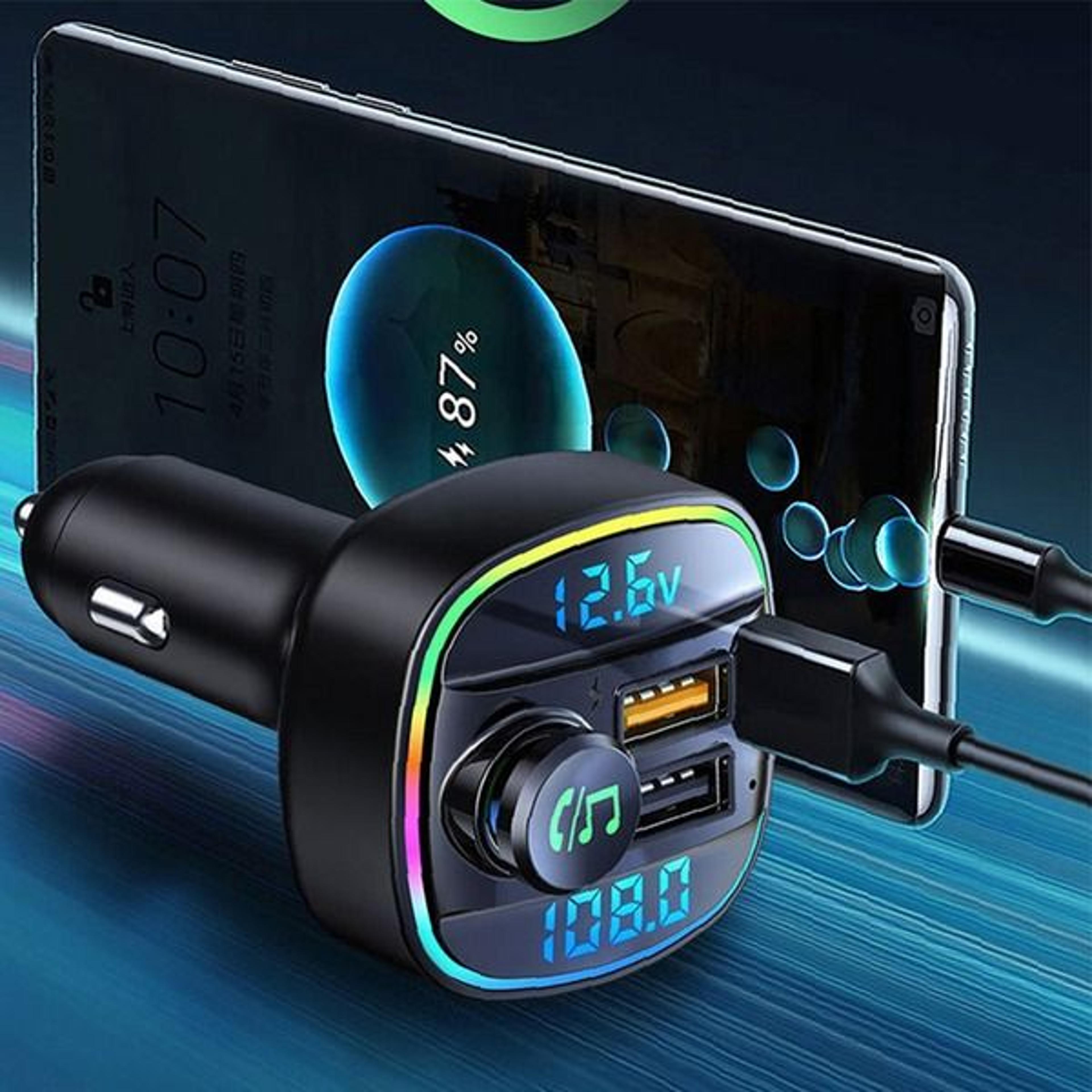 car bluetooth wireless fm transmitter, usb pd charger aux, hands-free car audio adapter