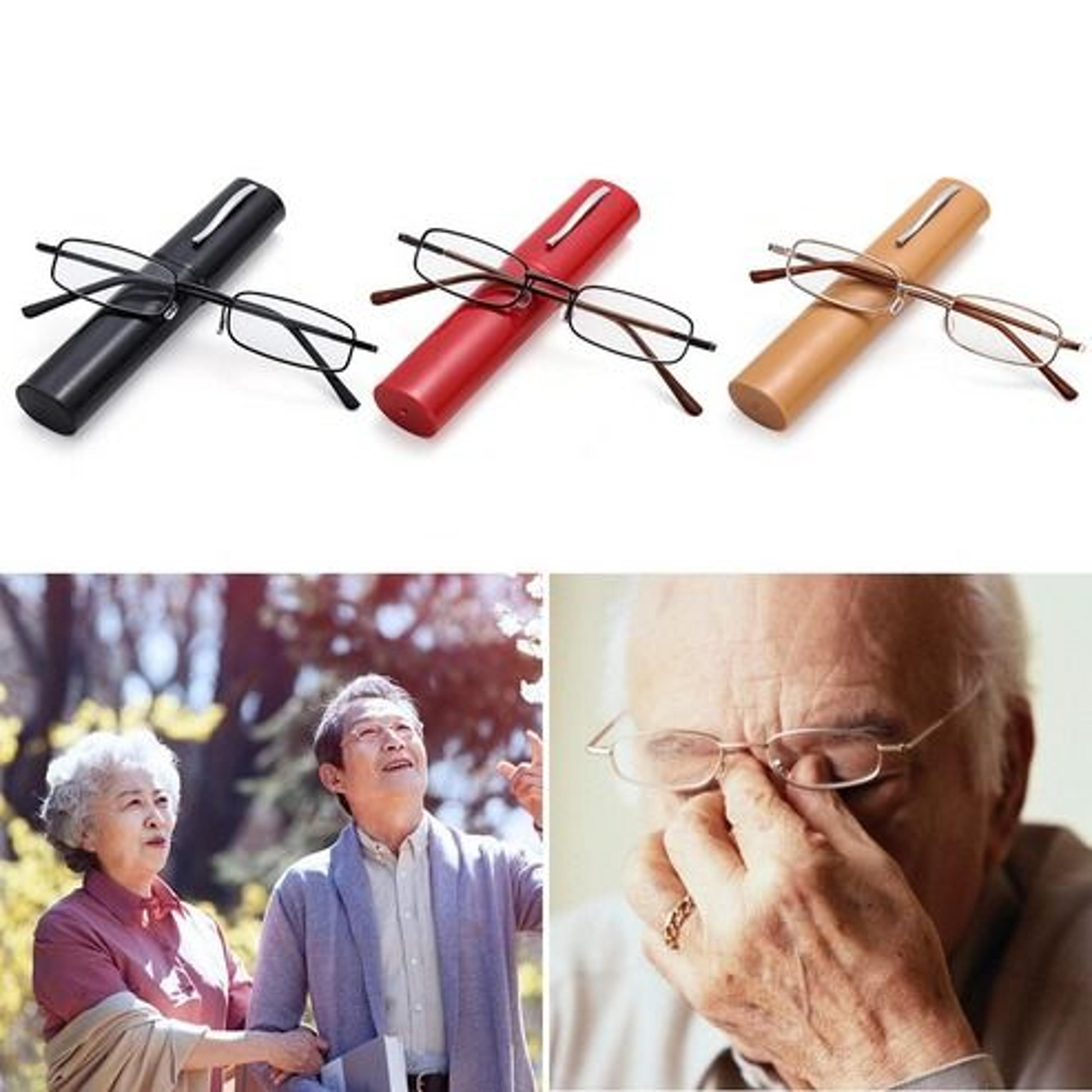 compact reading glasses with case, classic hd spring design, travel-friendly readers