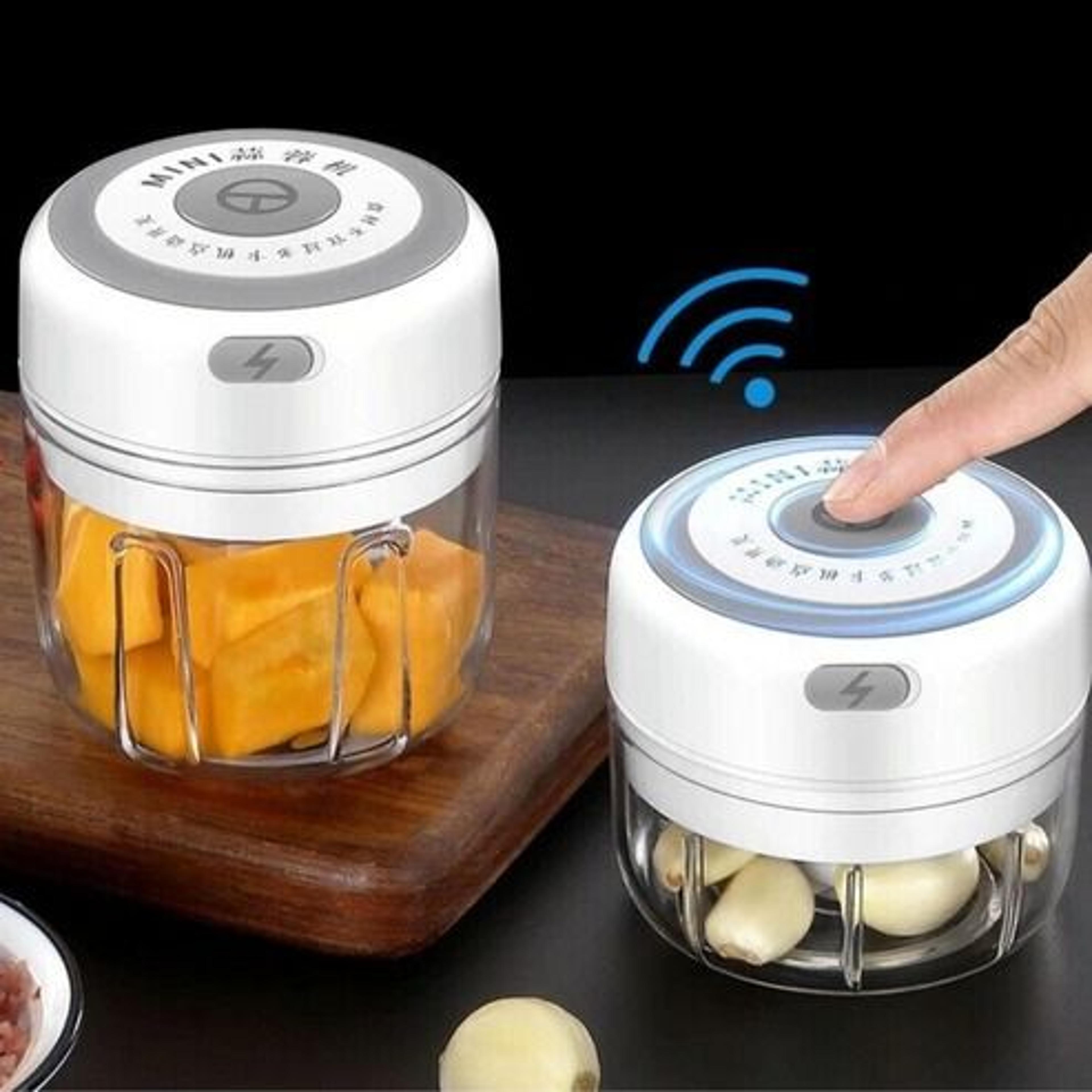 electric garlic press chopper, mini blender, onion, chili, fruits, meat mincer, portable