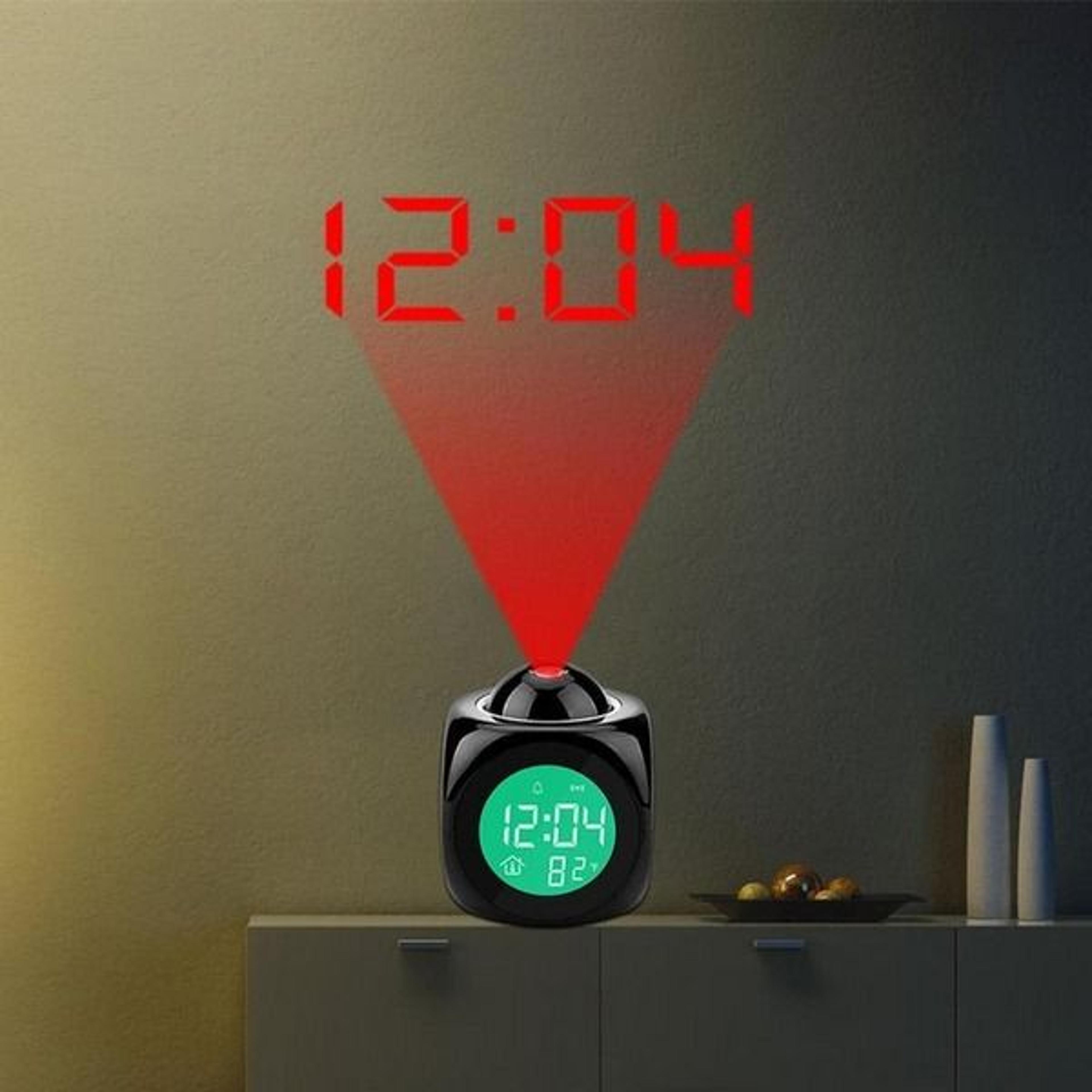 digital lcd led projection alarm clock, voice talking, weather snooze, usb charging - perfect for bedrooms & offices