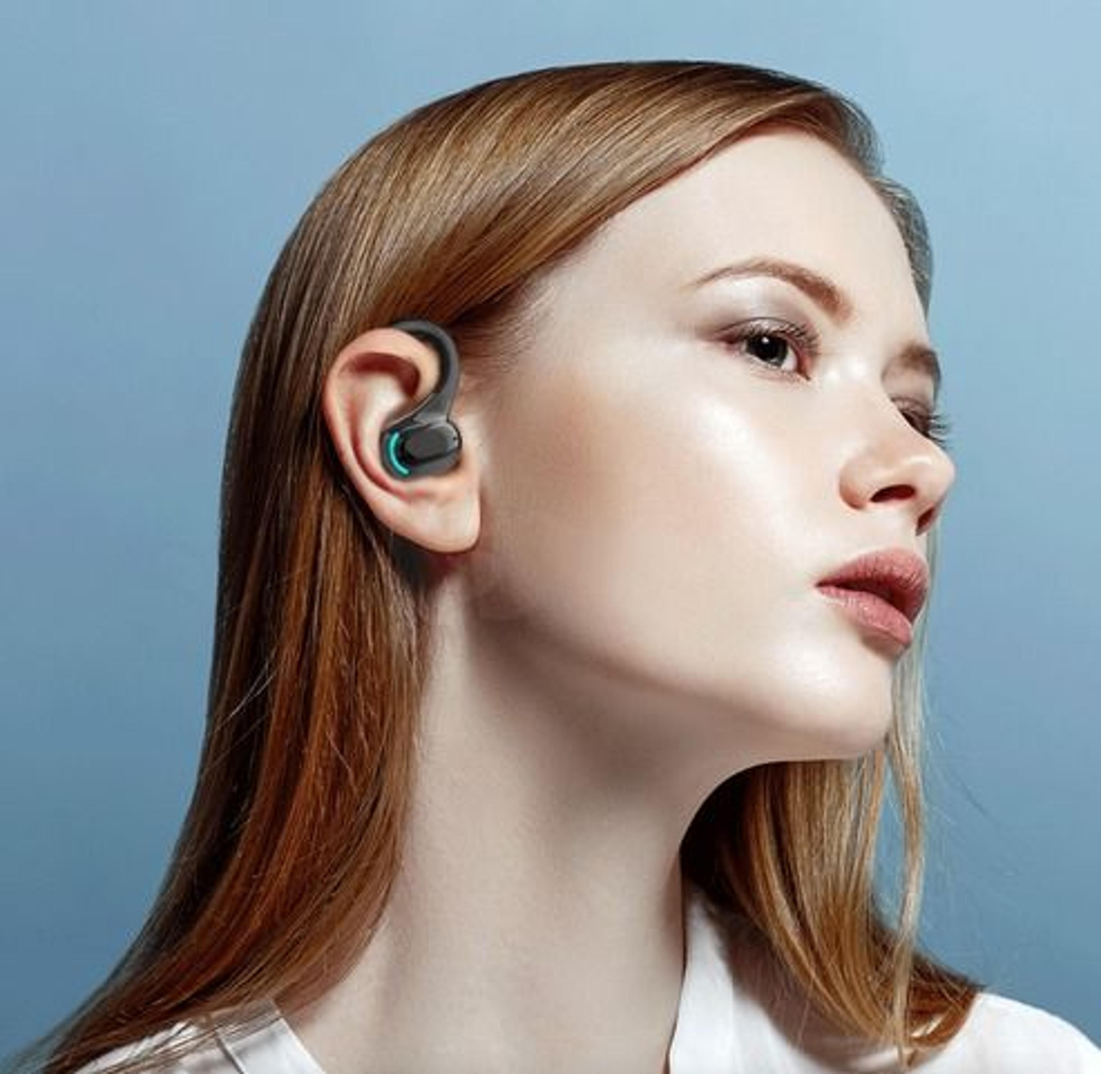 bluetooth wireless earbuds, new stereo headphones, ear hook for sports, noise cancellation
