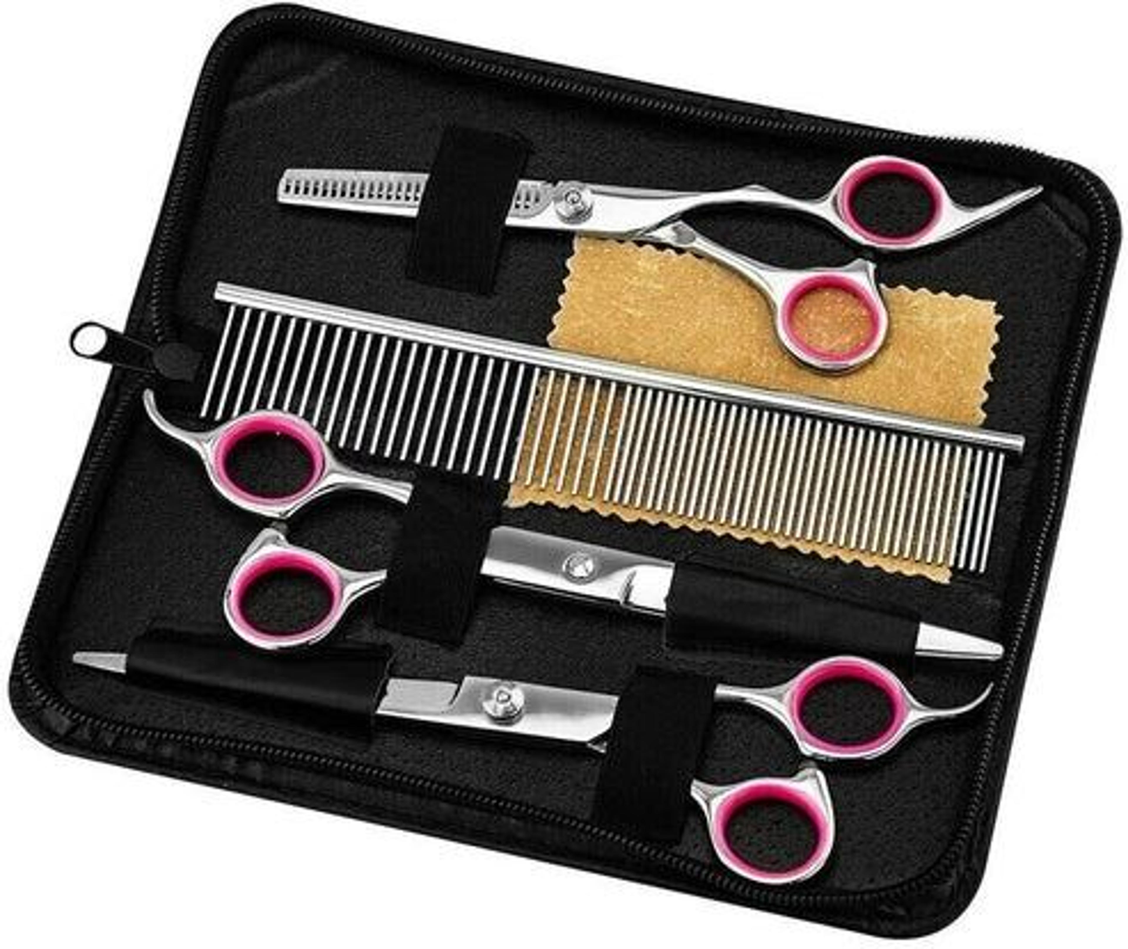 stainless straight curved thinning shears trimmer kit, pet dog grooming scissors set for grooming cats & dogs