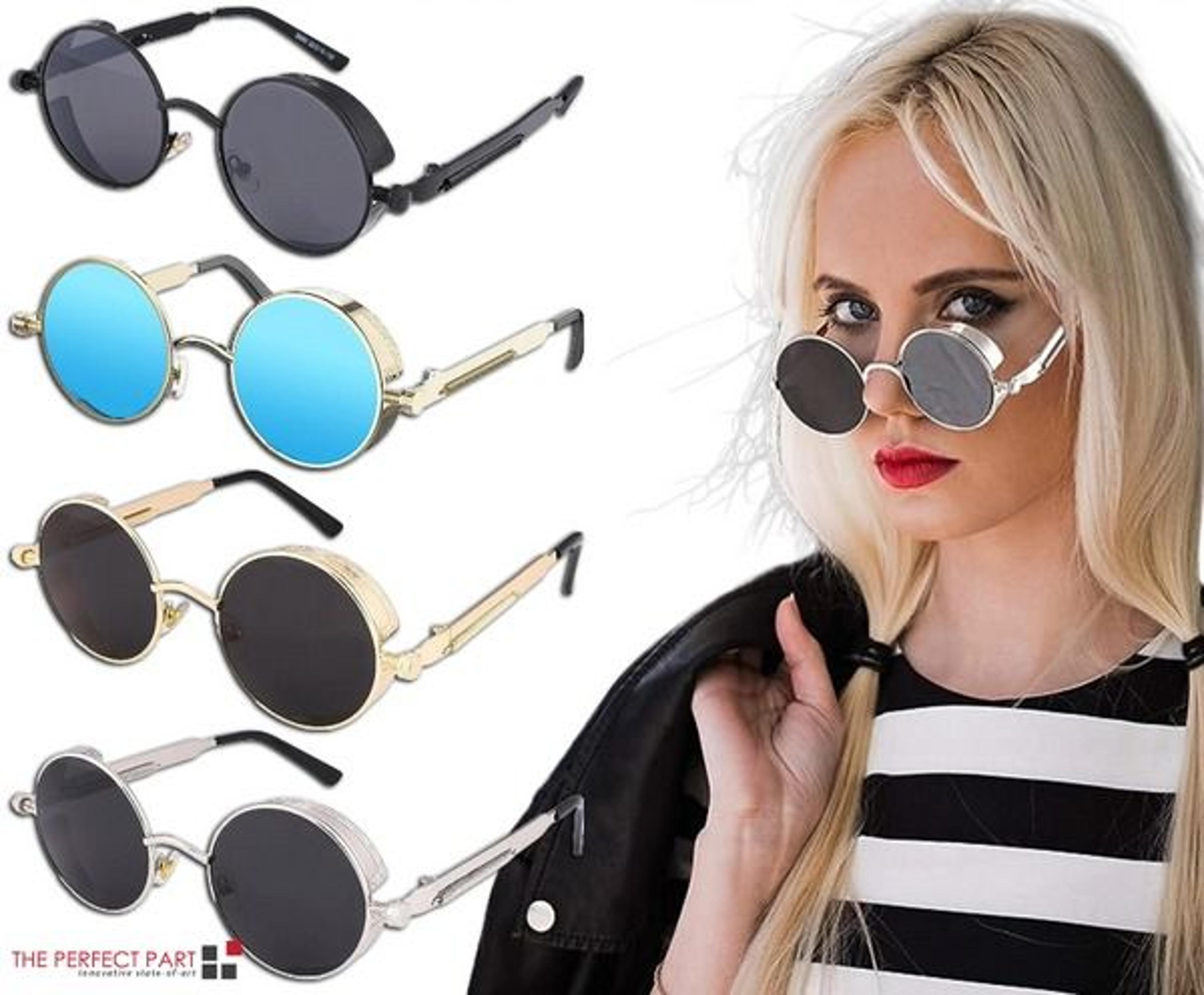 vintage gothic steampunk glasses, retro round polarized sunglasses for men and women, trendy summer eyewear