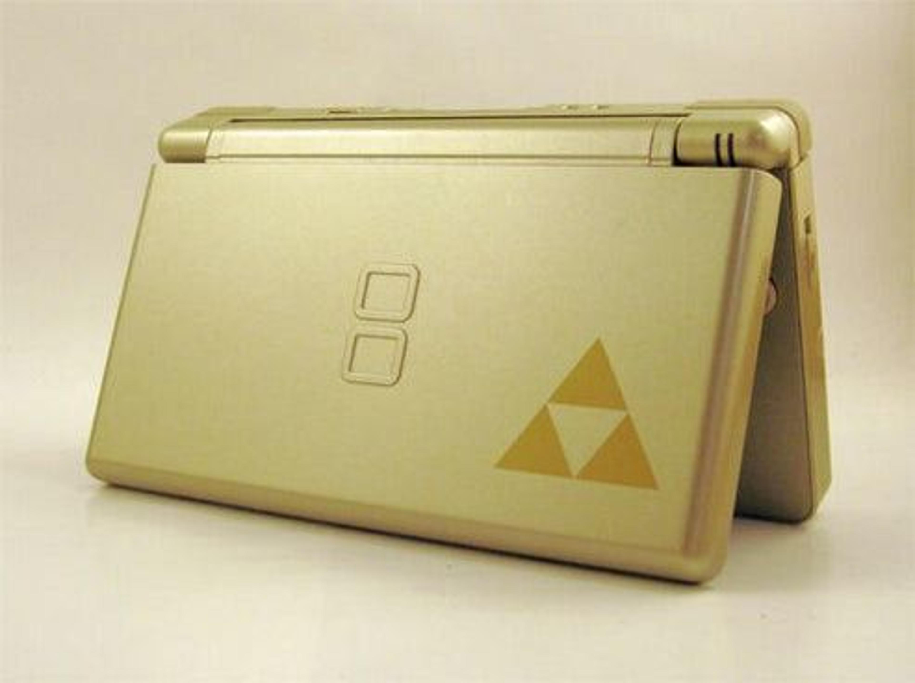 gold zelda triforce replacement housing for nintendo ds lite, glass lens shell, custom fit, easy install
