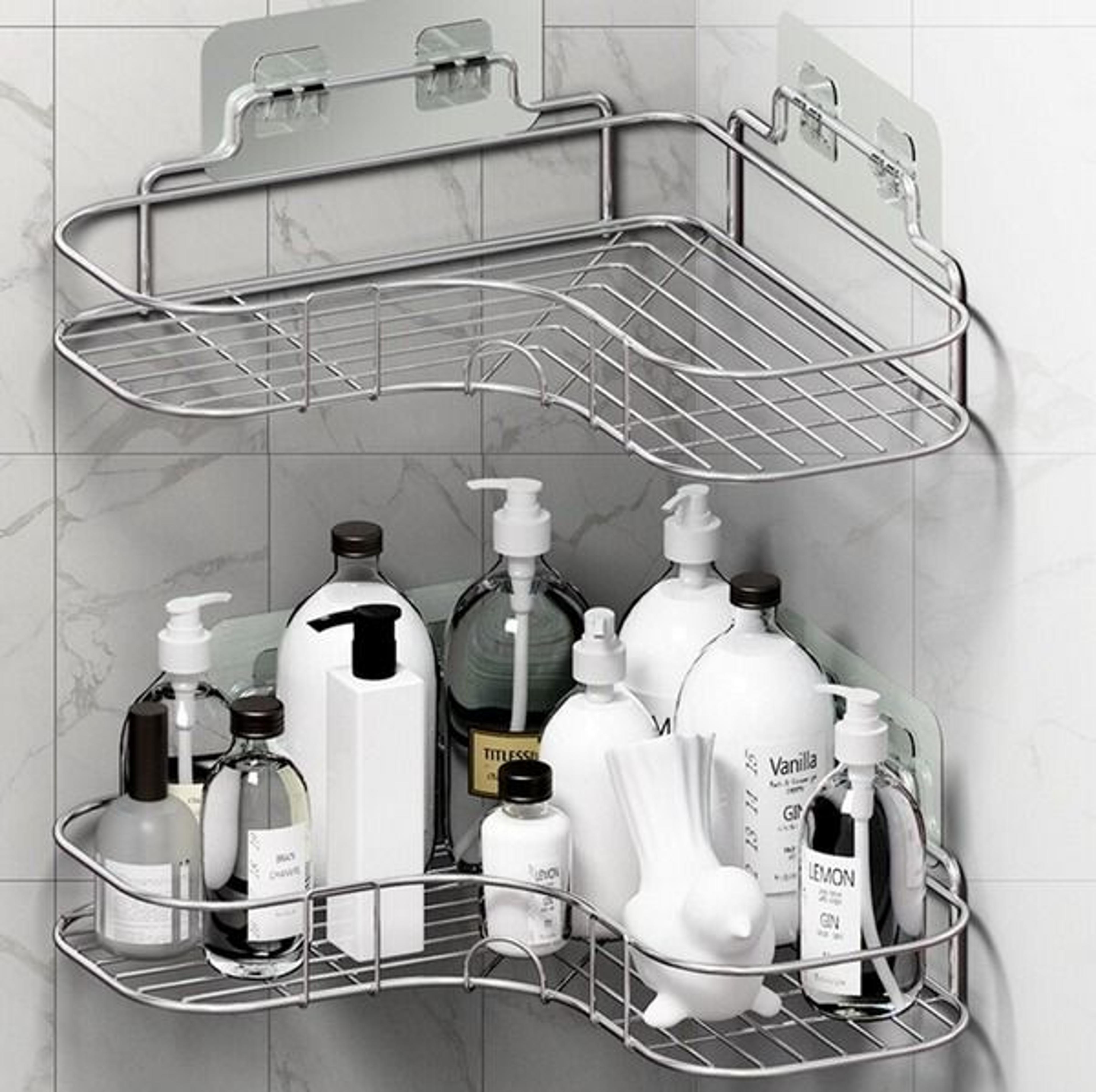 bathroom corner shower caddy shelf organizer, triangular rack for bath storage, stylish bathroom storage holder