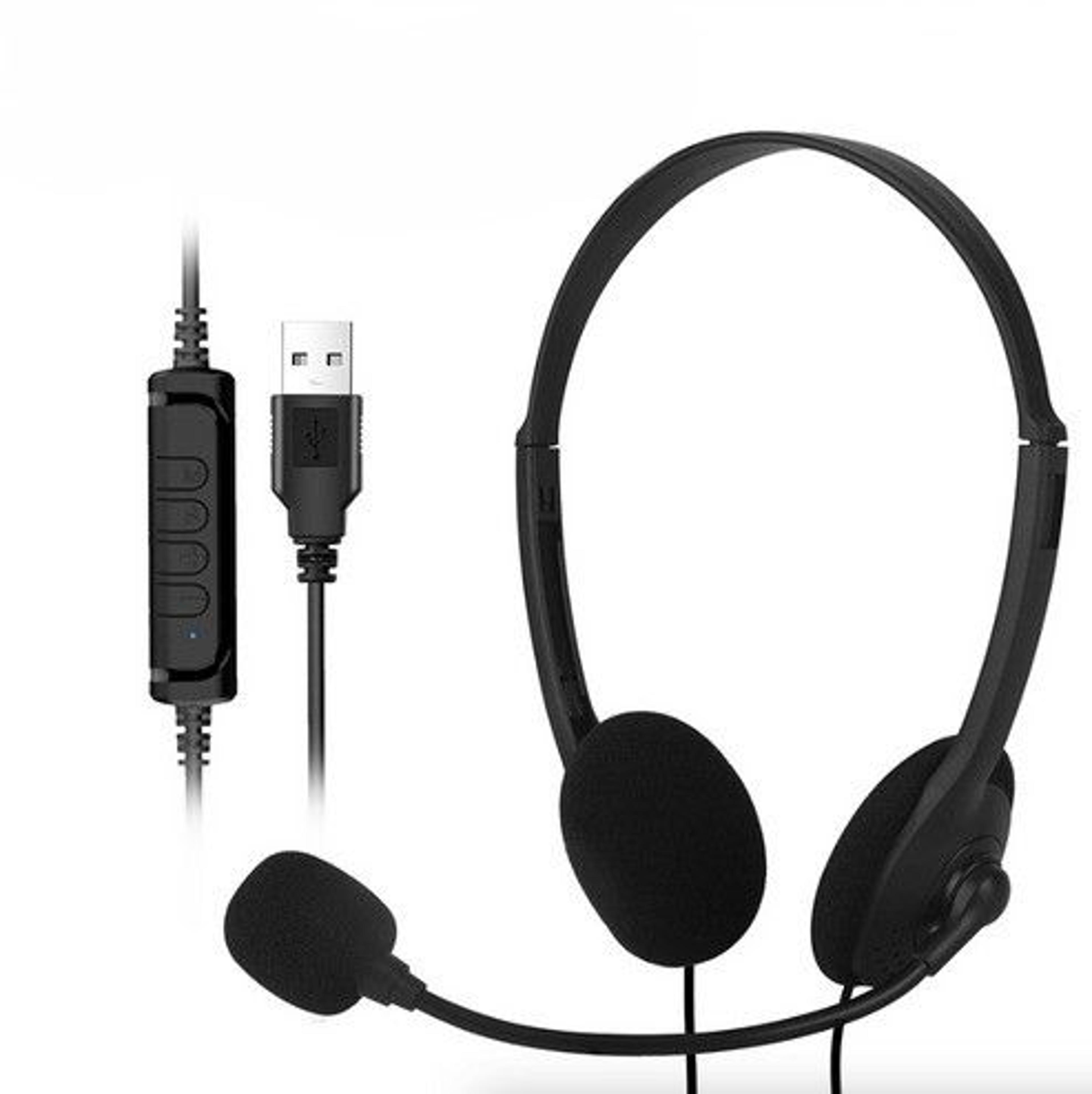usb headset headphone with microphone noise cancelling for pc computer call chat, zoom meetings, office use