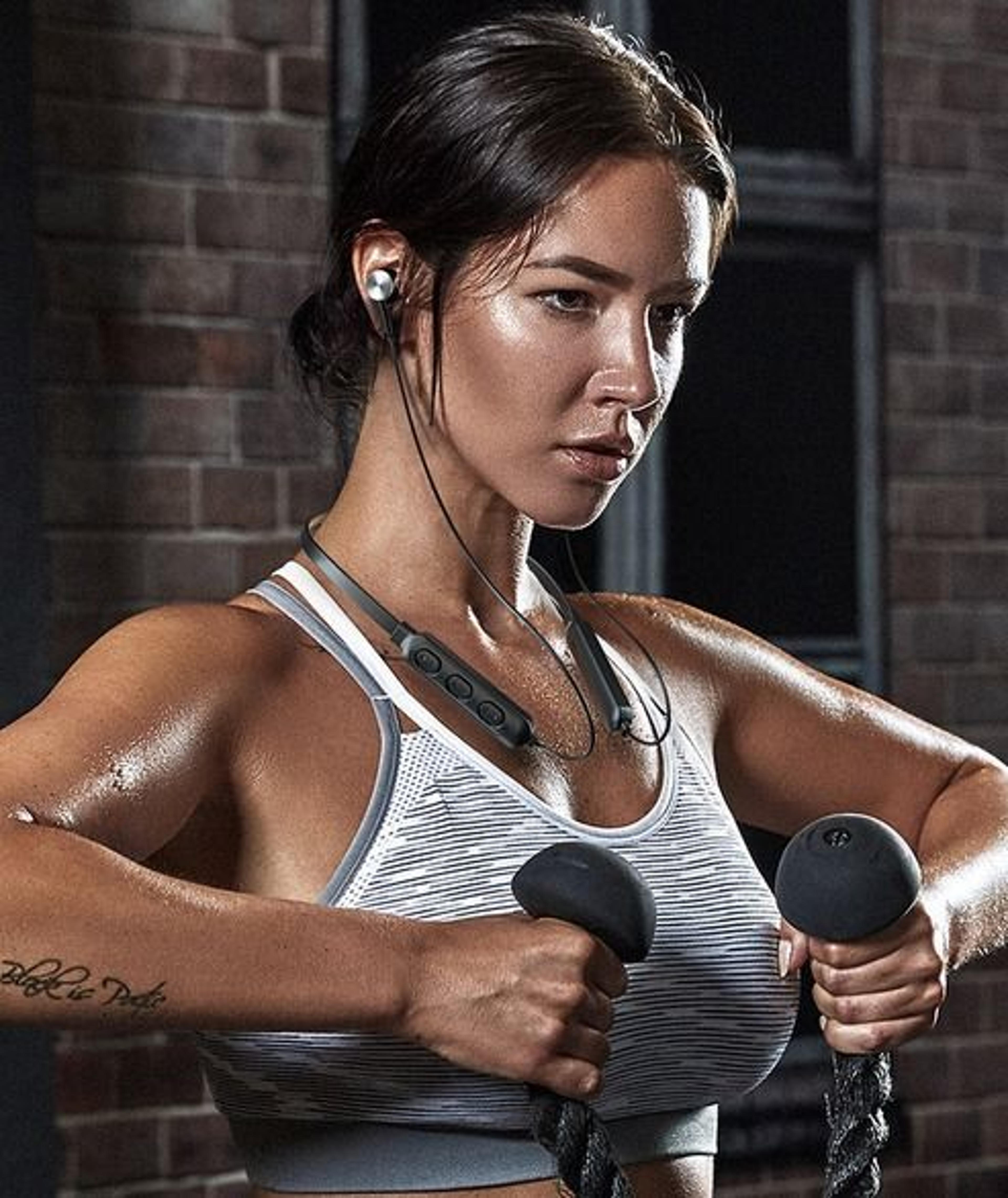 sport wireless headphones, waterproof bluetooth earbuds stereo sound, in ear headset for active use