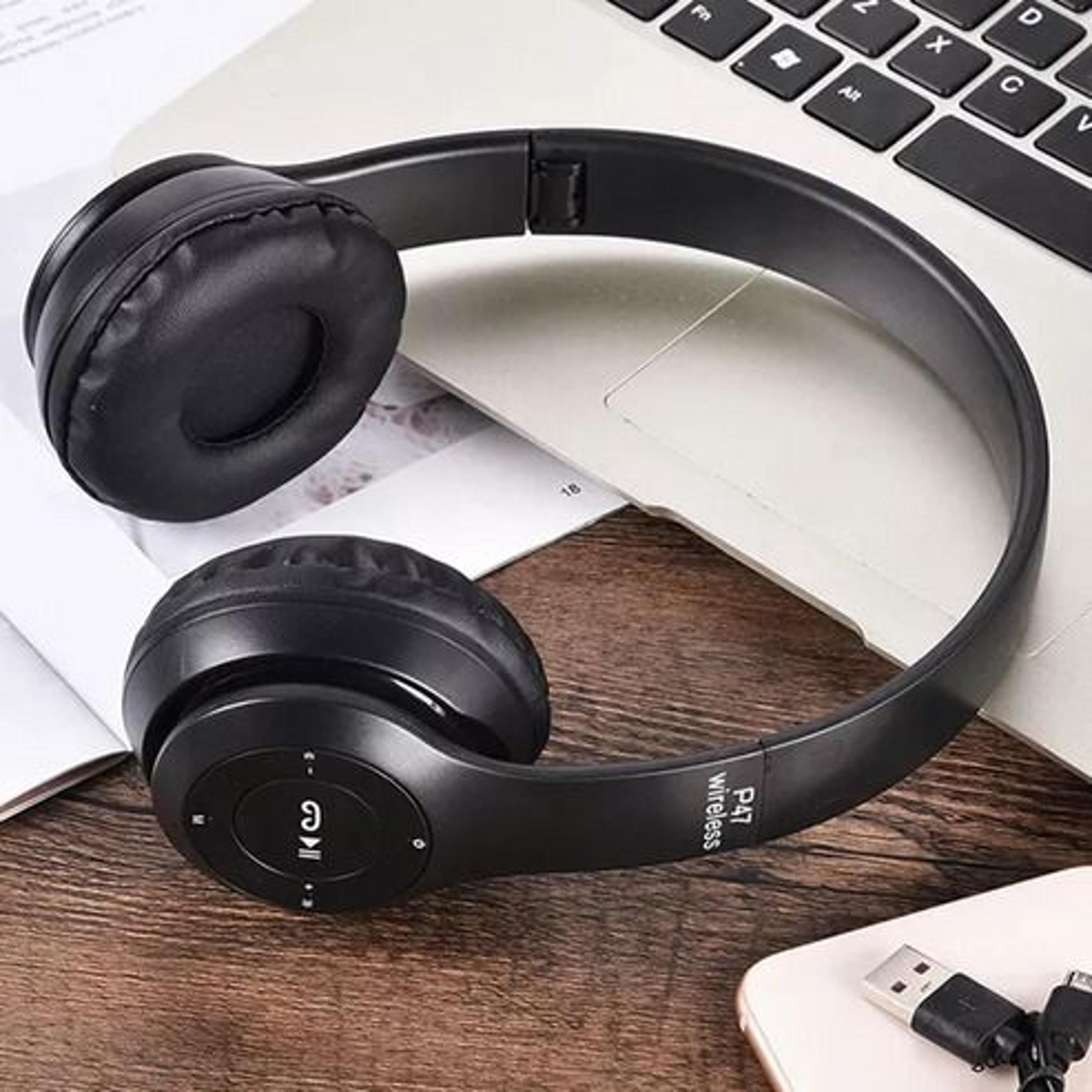 over ear wireless bluetooth headphones headset, fm radio, built in mic, foldable tf card headset